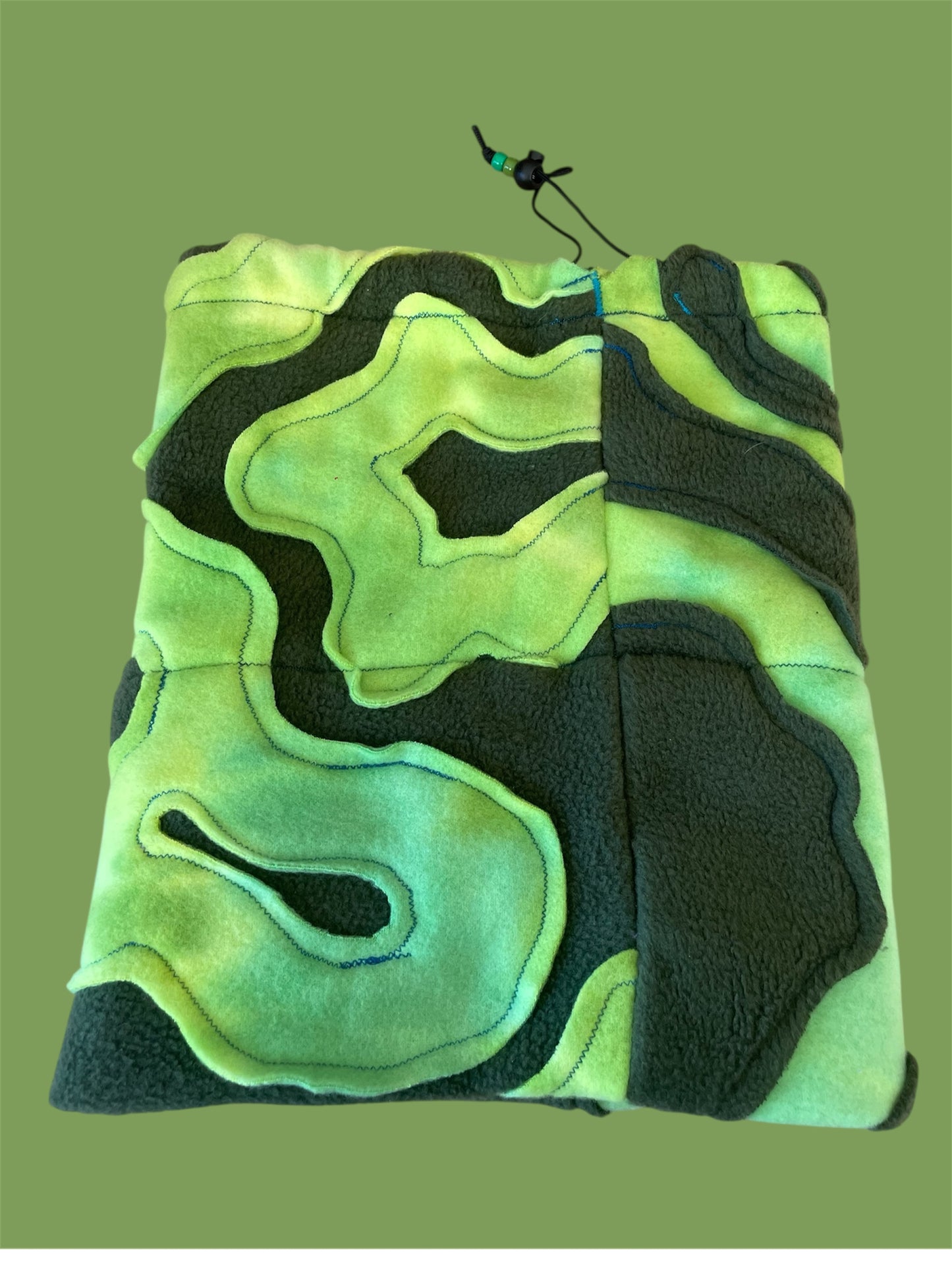 Green and Dark green Abstract Fleece Beanie