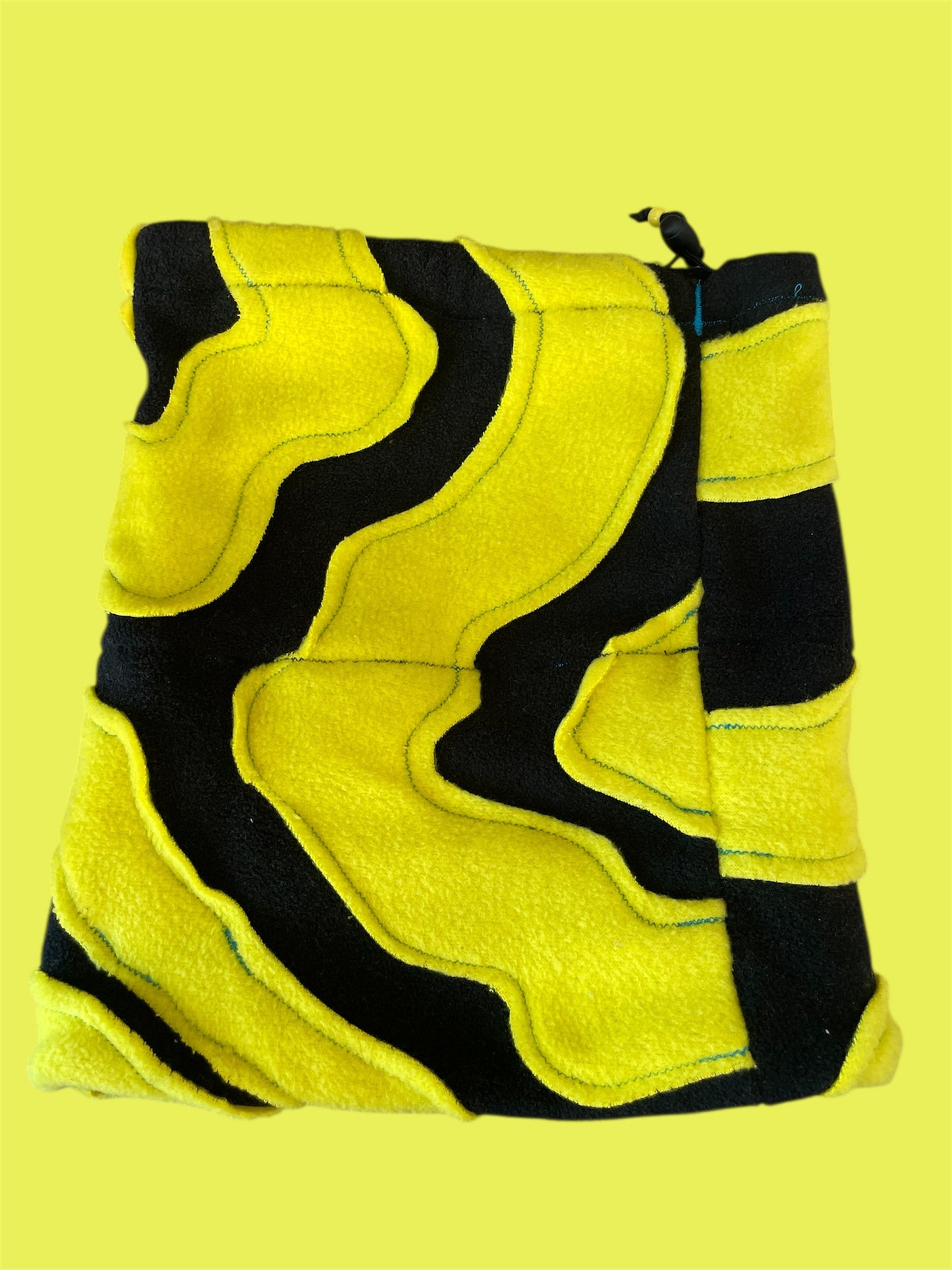 Black and Yellow Abstract Fleece Beanie