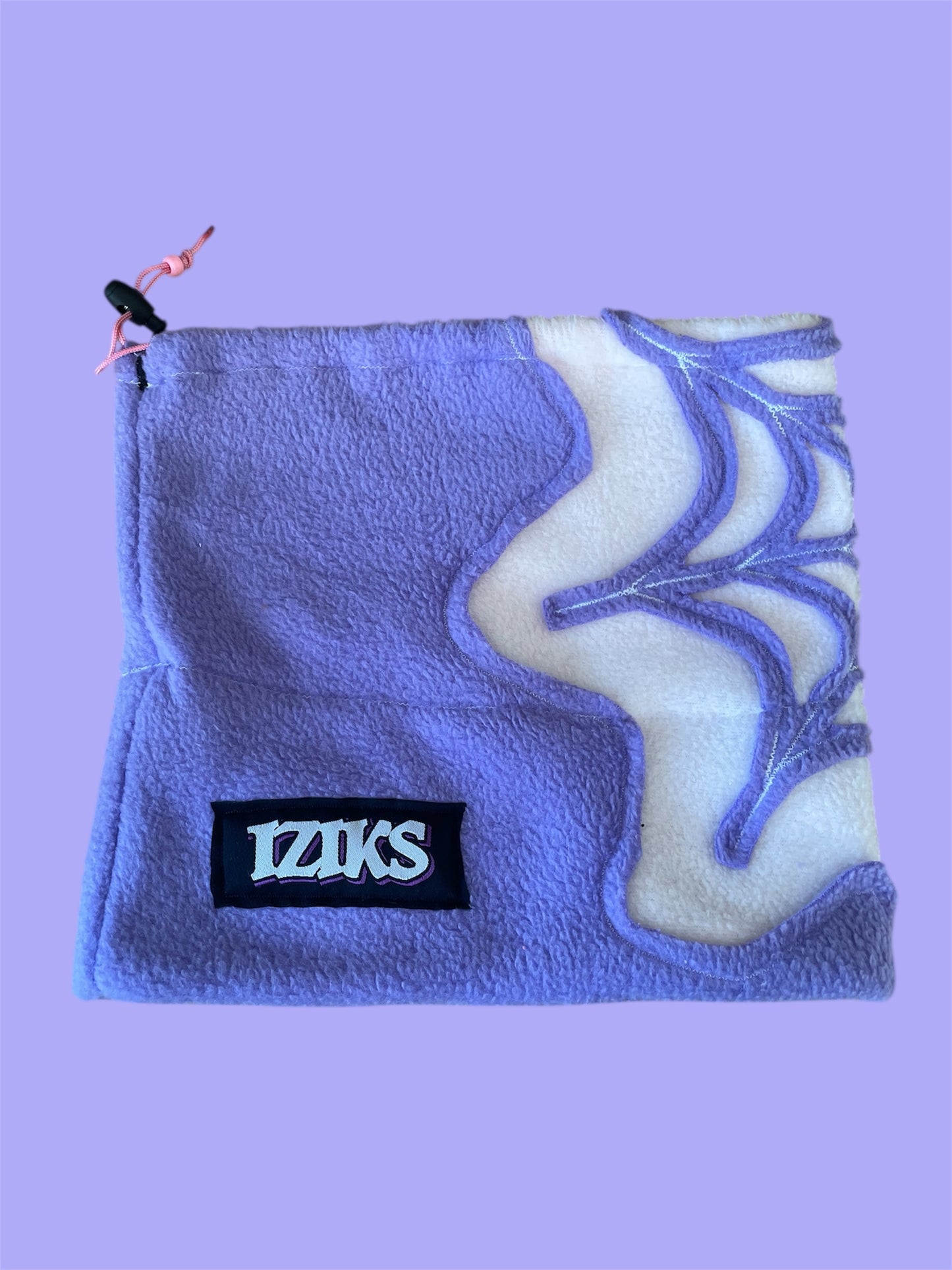 Purple and Light Pink Spider Web Fleece Beanie