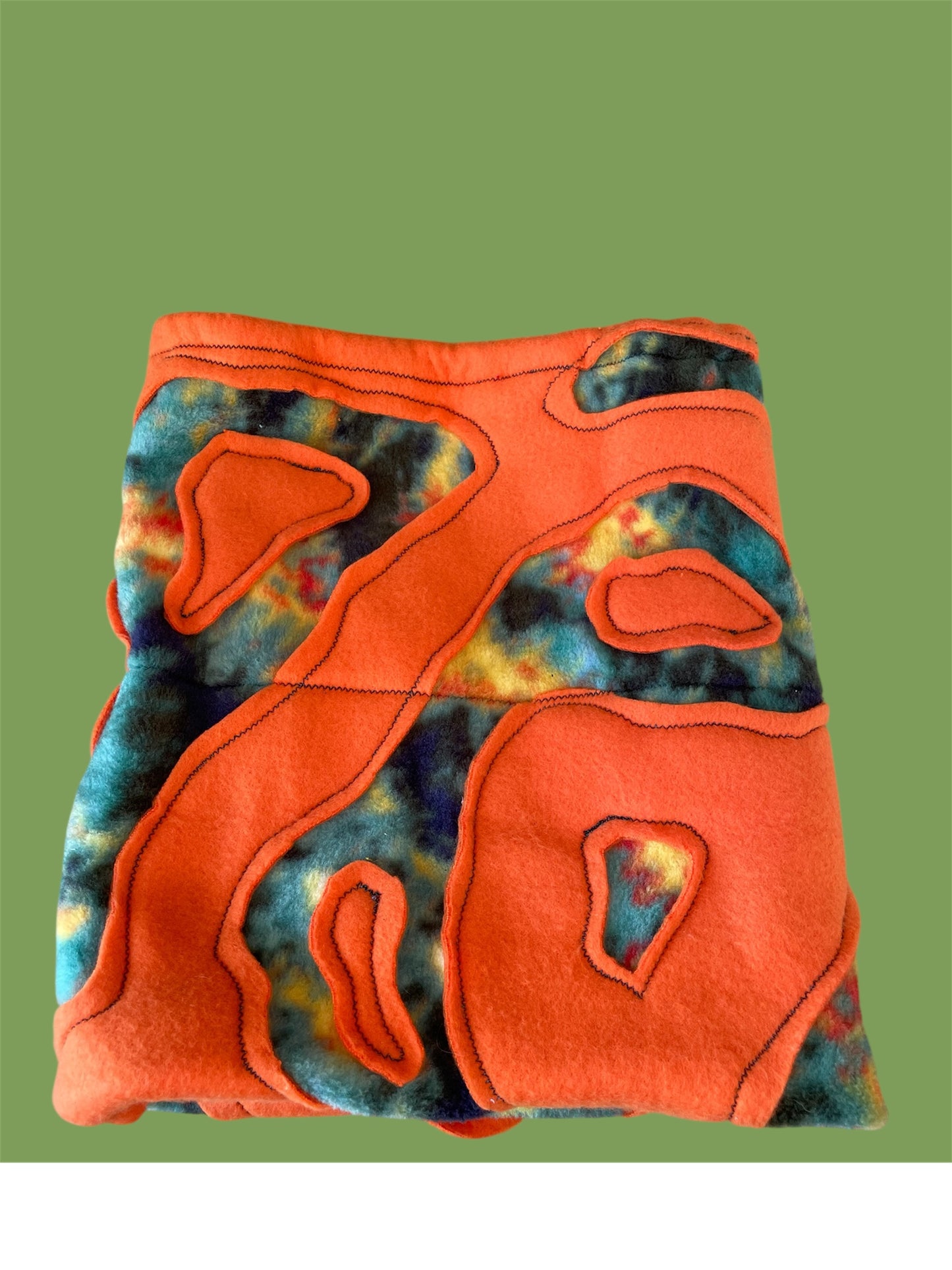 Orange and Green Abstract Fleece Beanie