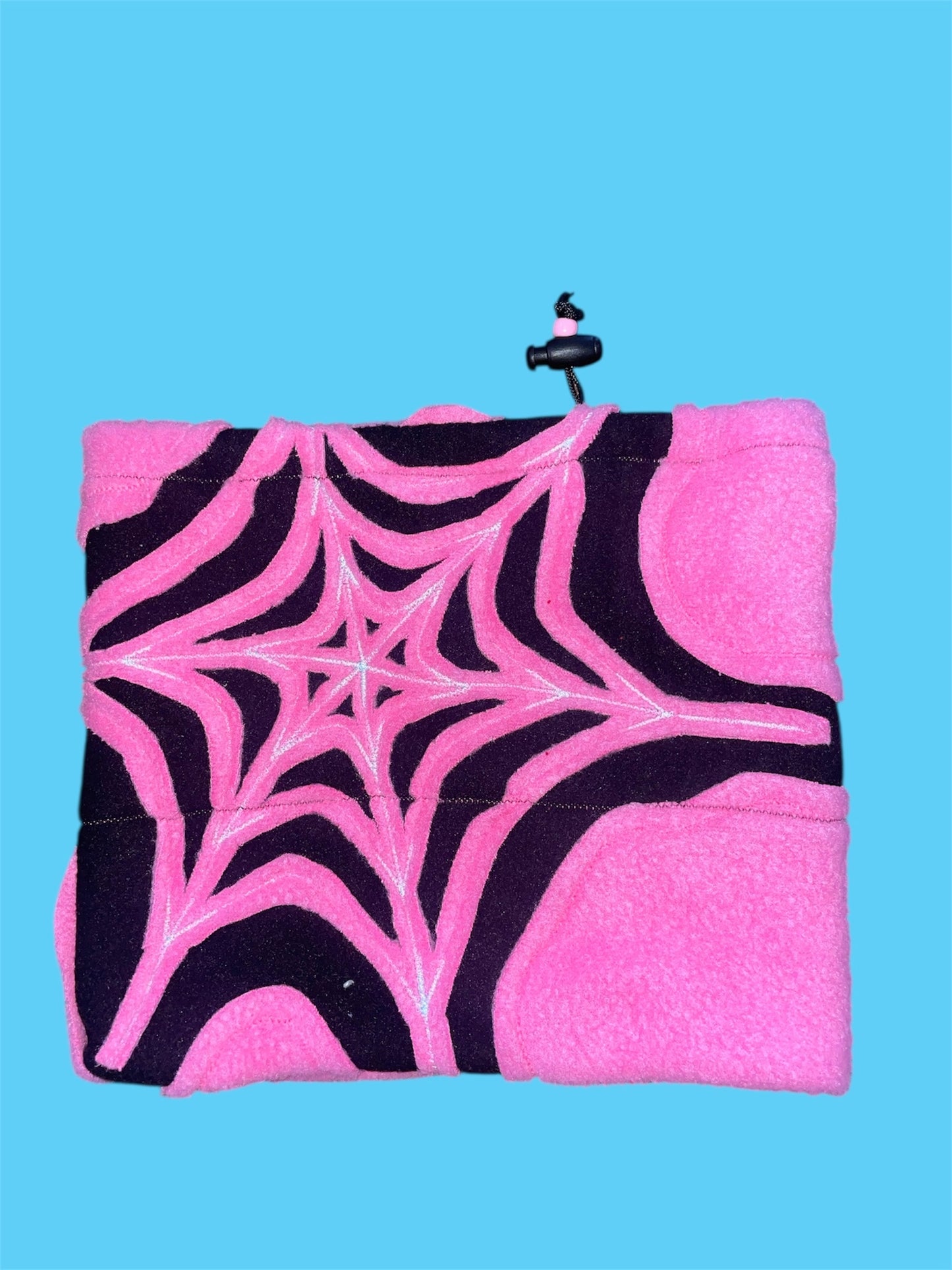 Pink and Black Spider Web Fleece Beanie