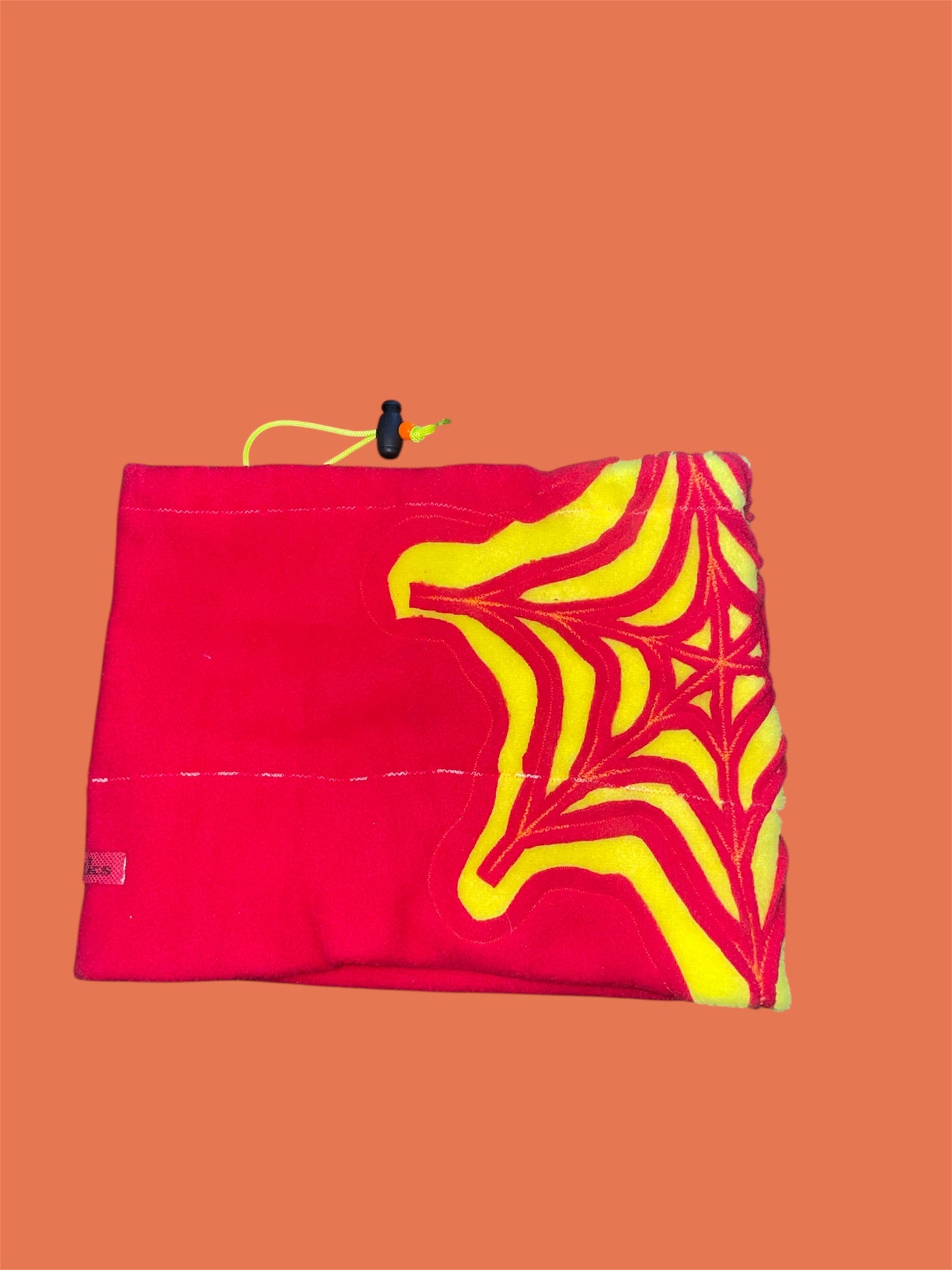 Red and Yellow Spider Web Fleece Beanie