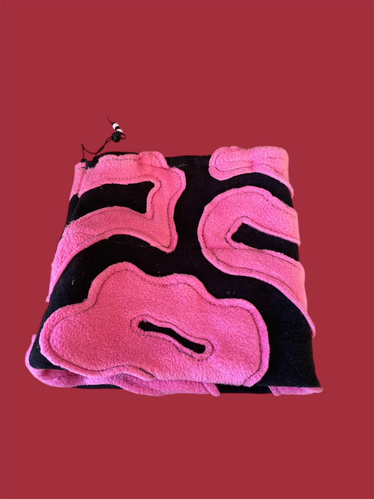 Black and Pink Abstract Fleece Beanie
