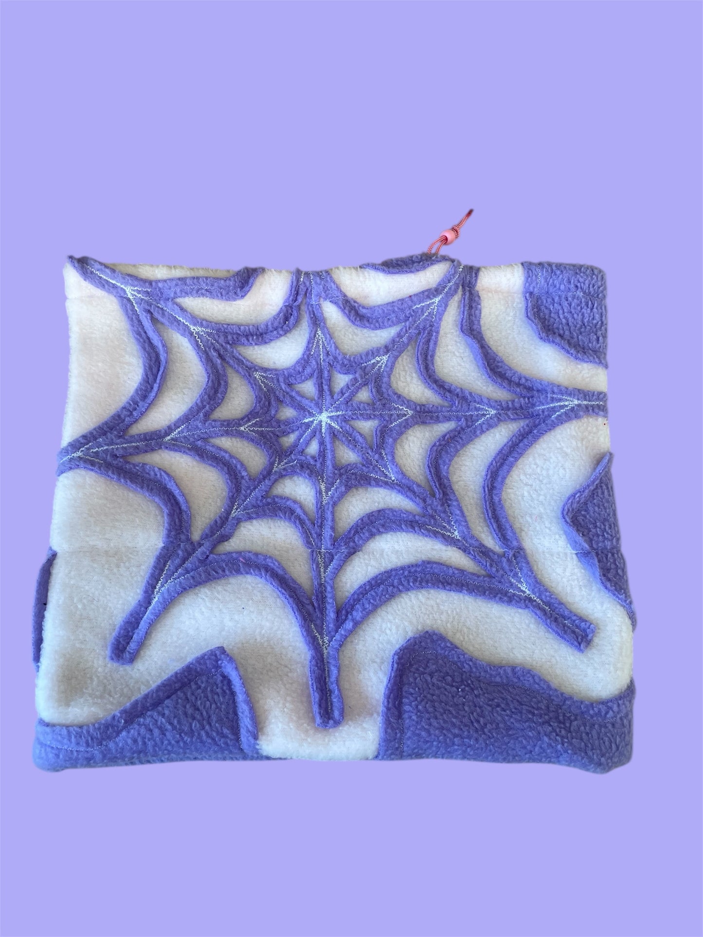Purple and Light Pink Spider Web Fleece Beanie