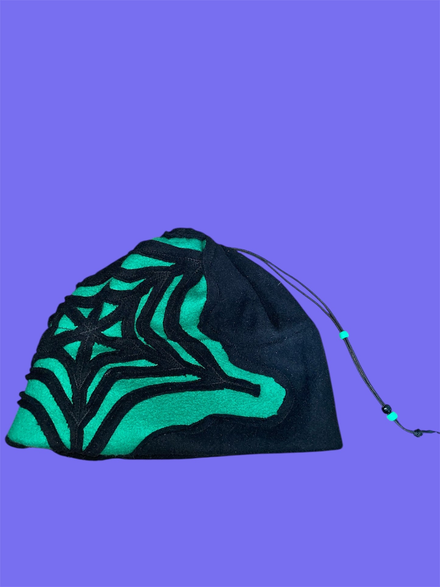 Green and Black Spider Web Beanie
