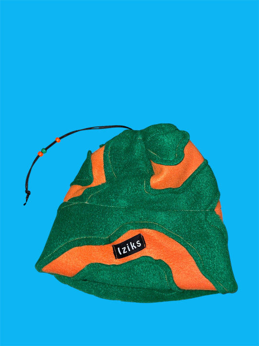 Orange and Green Abstract Fleece Beanie