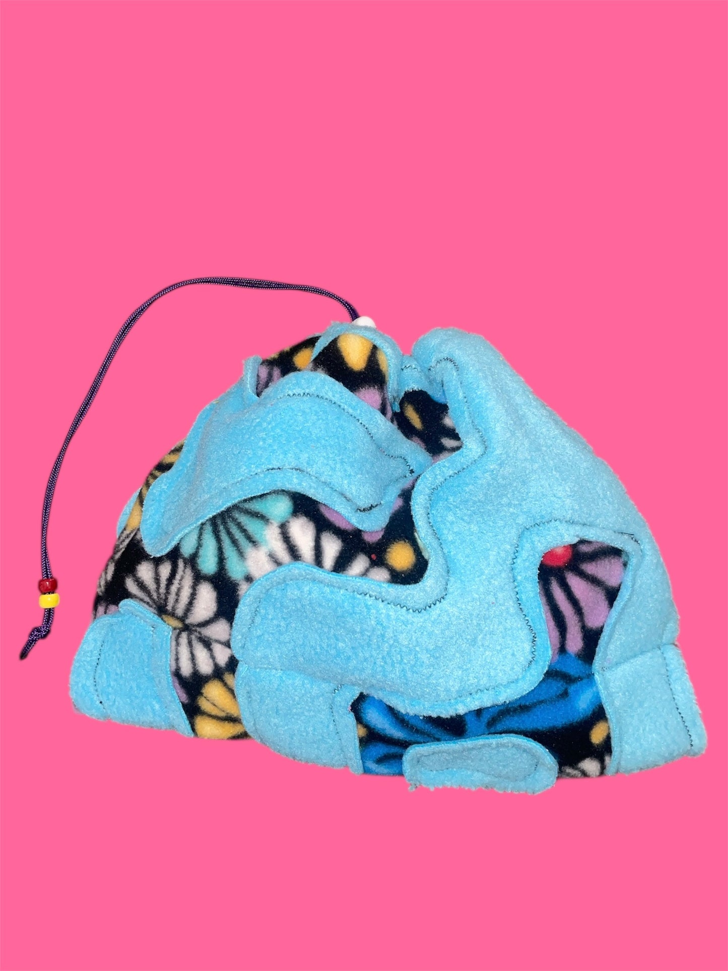 Blue and Floral Abstract Fleece Beanie