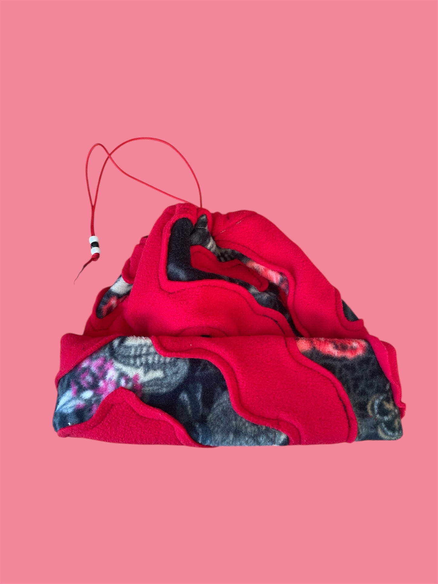 Red and Skull Abstract Fleece Beanie