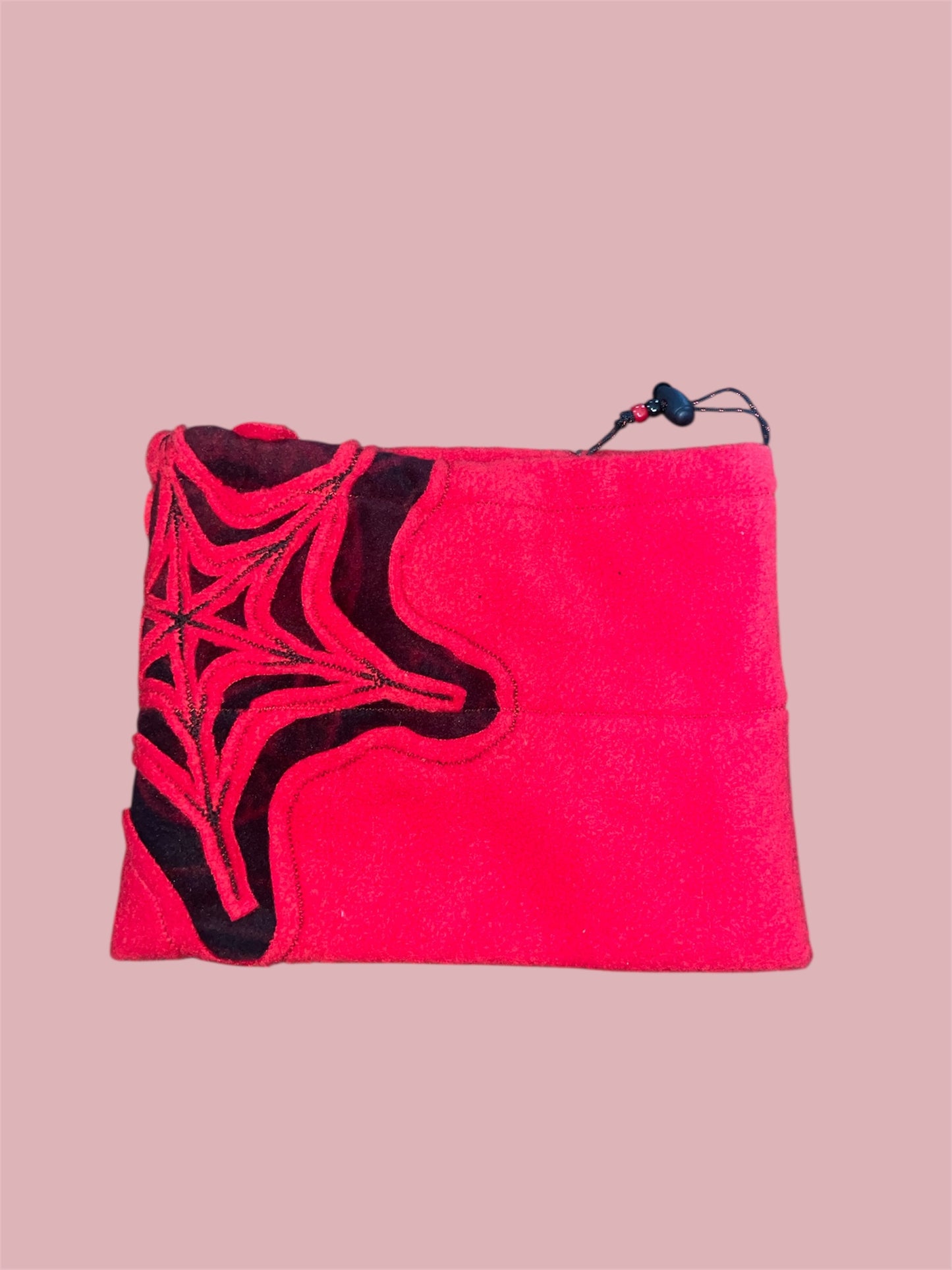 Black and Red Serpent Spider Web Fleece Beanie