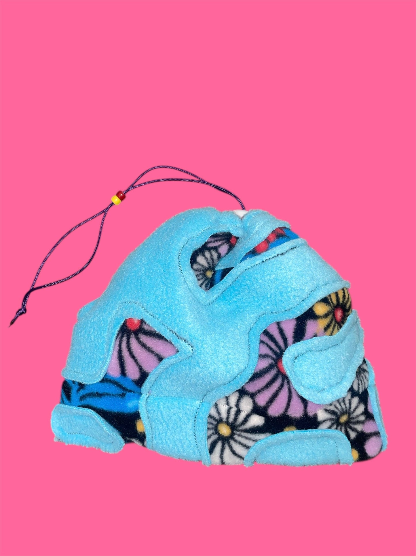 Blue and Floral Abstract Fleece Beanie