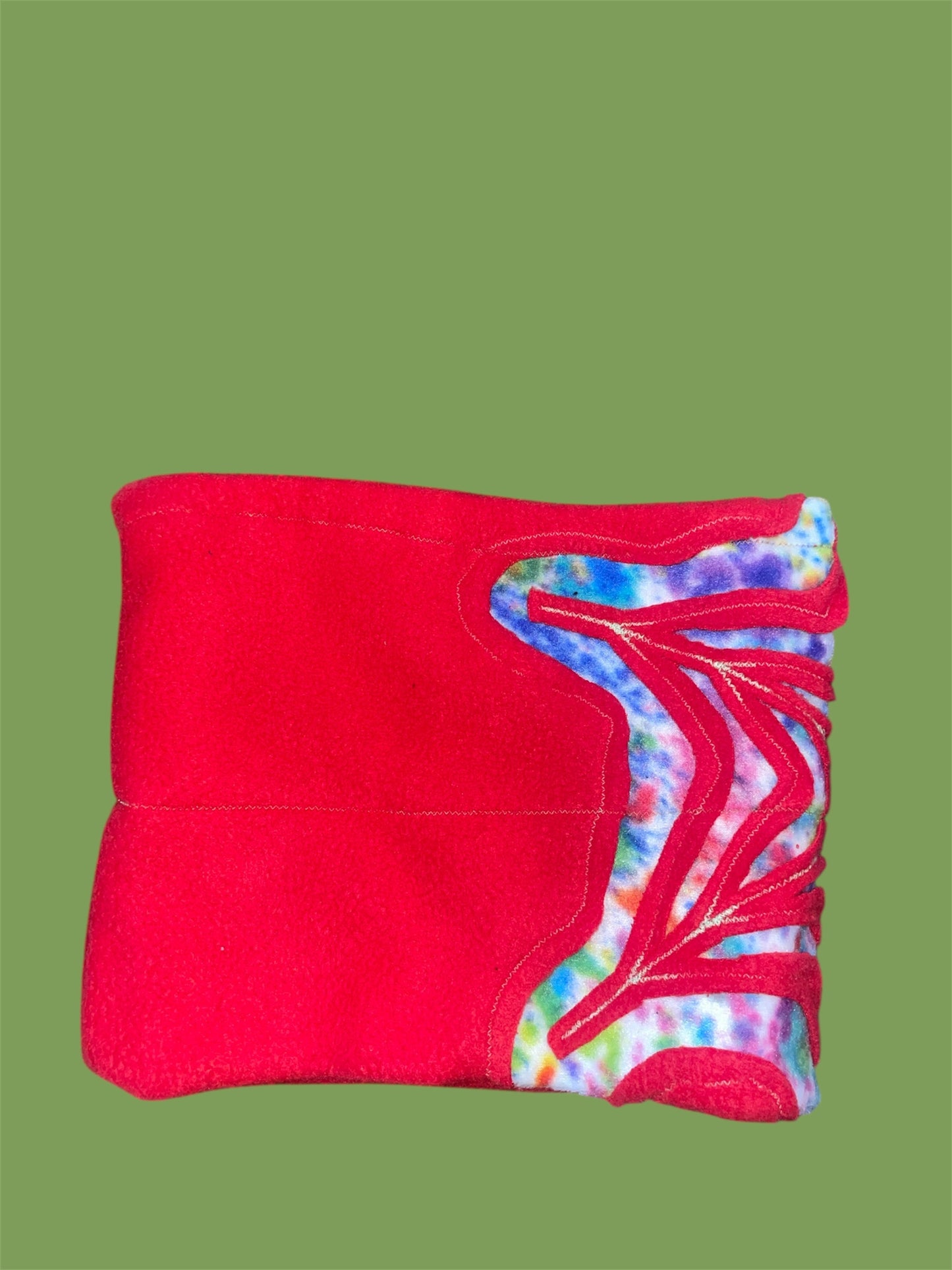 Red and Tye Dye Spider Web Fleece Beanie