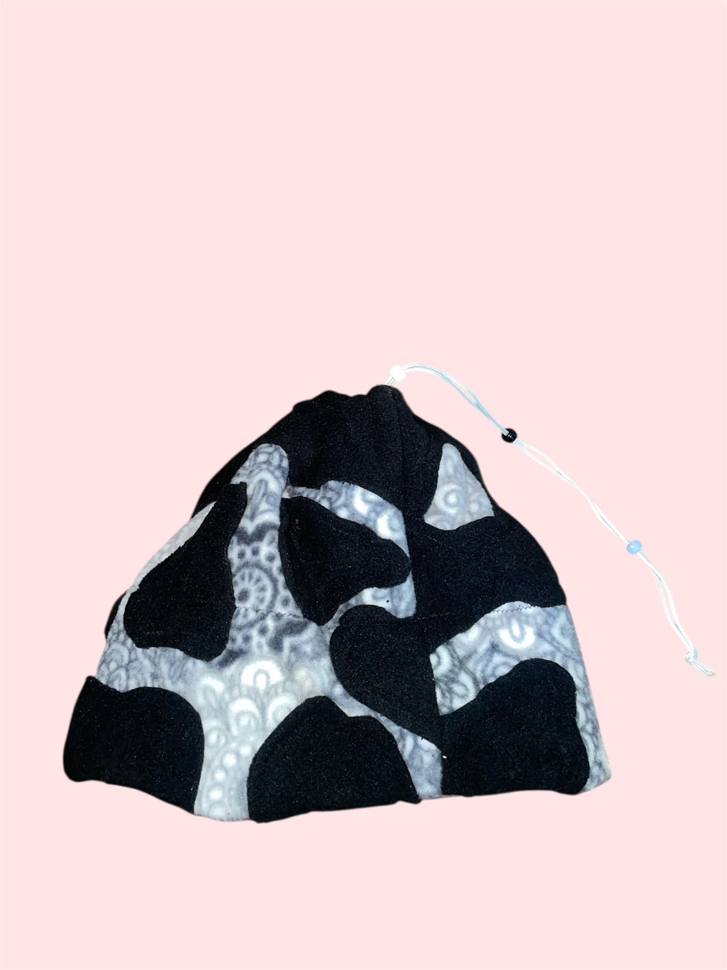 Black and White Geometric Abstract Fleece Beanie