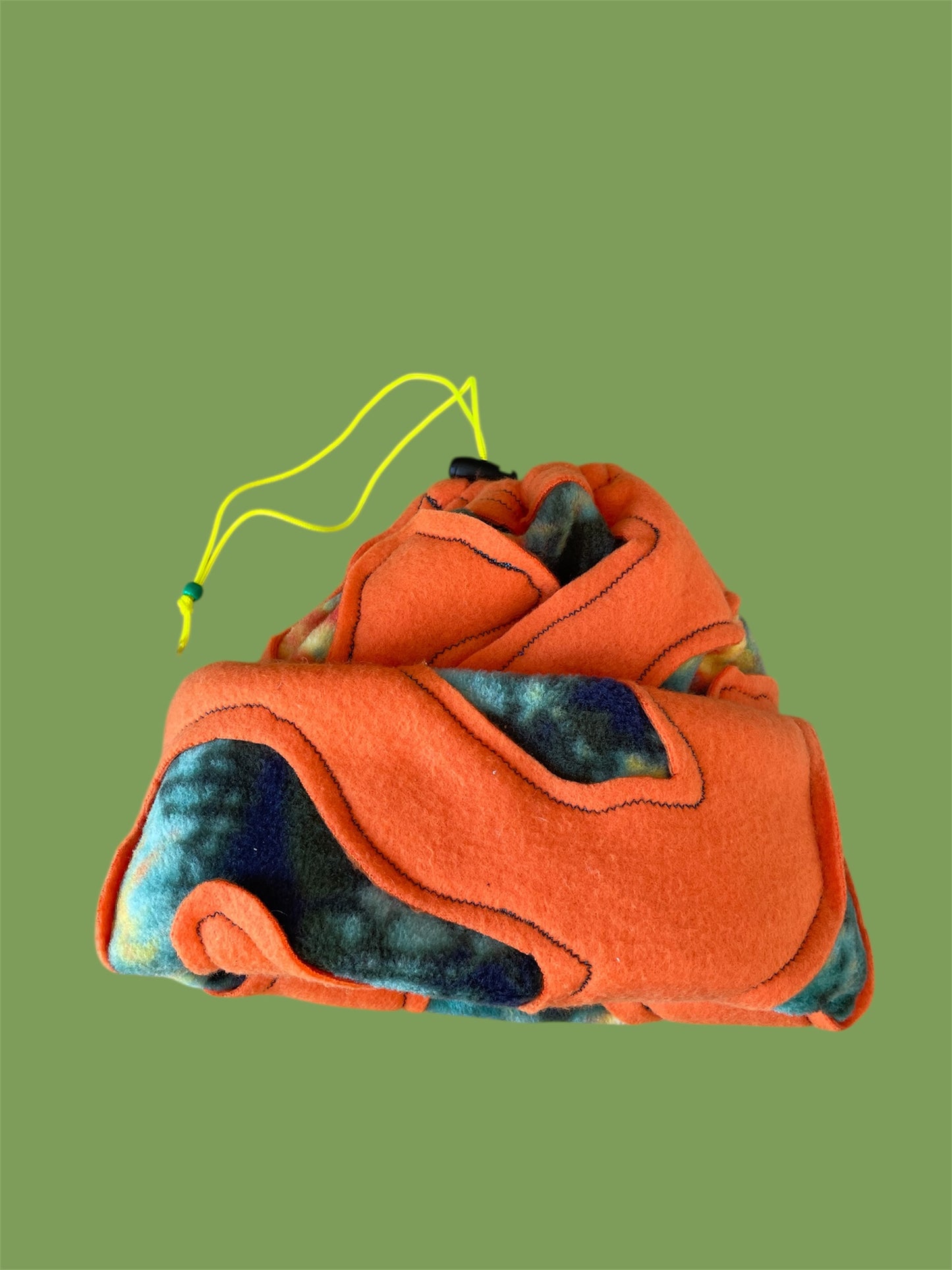 Orange and Green Abstract Fleece Beanie