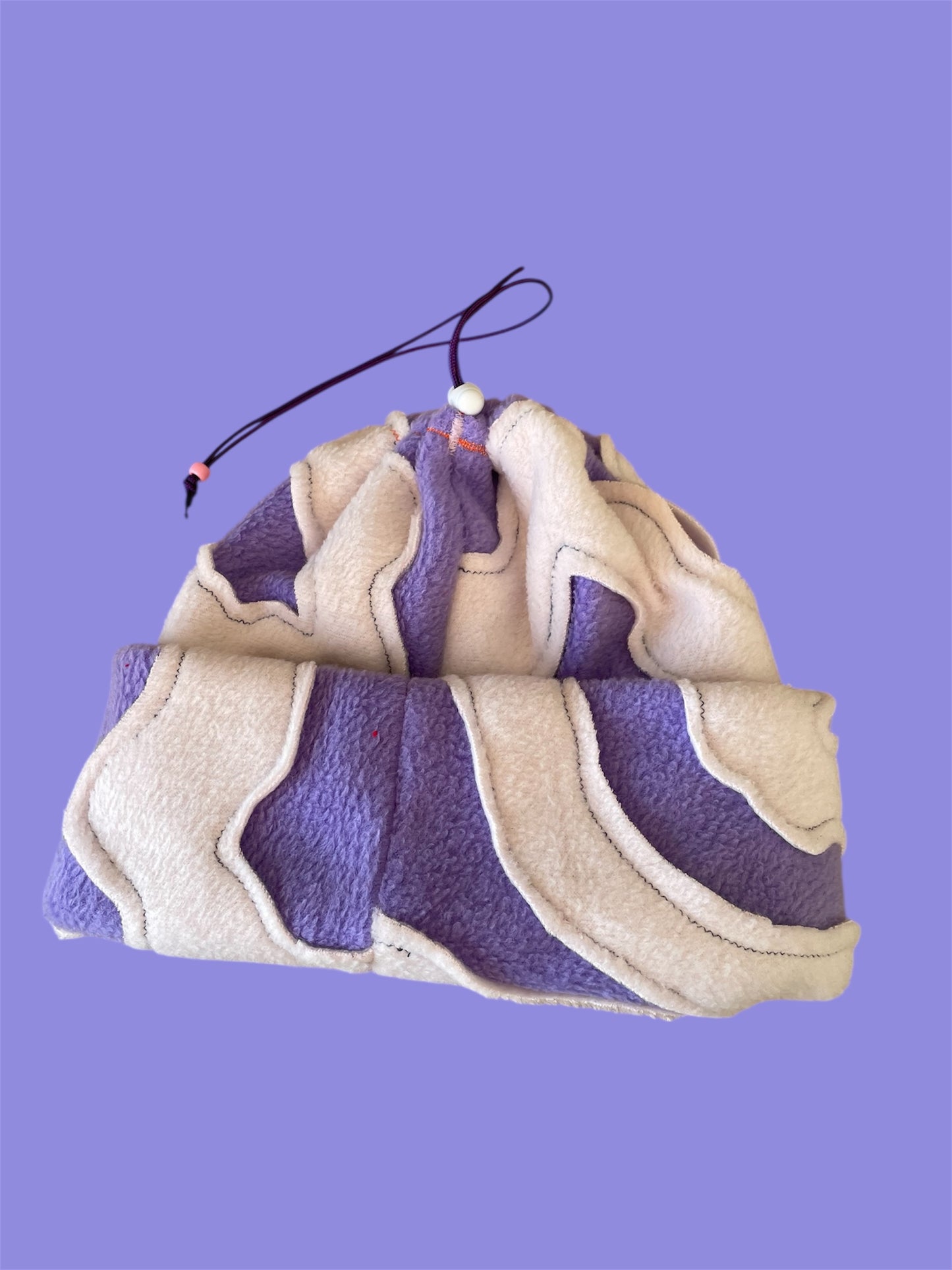 Purple and Light Pink Abstract Fleece Beanie