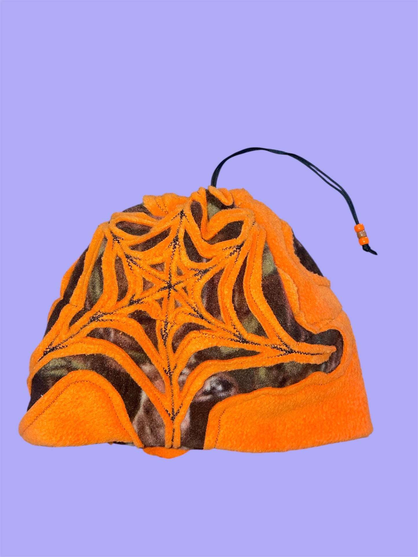Orange and Camo Spider Web Fleece Beanie