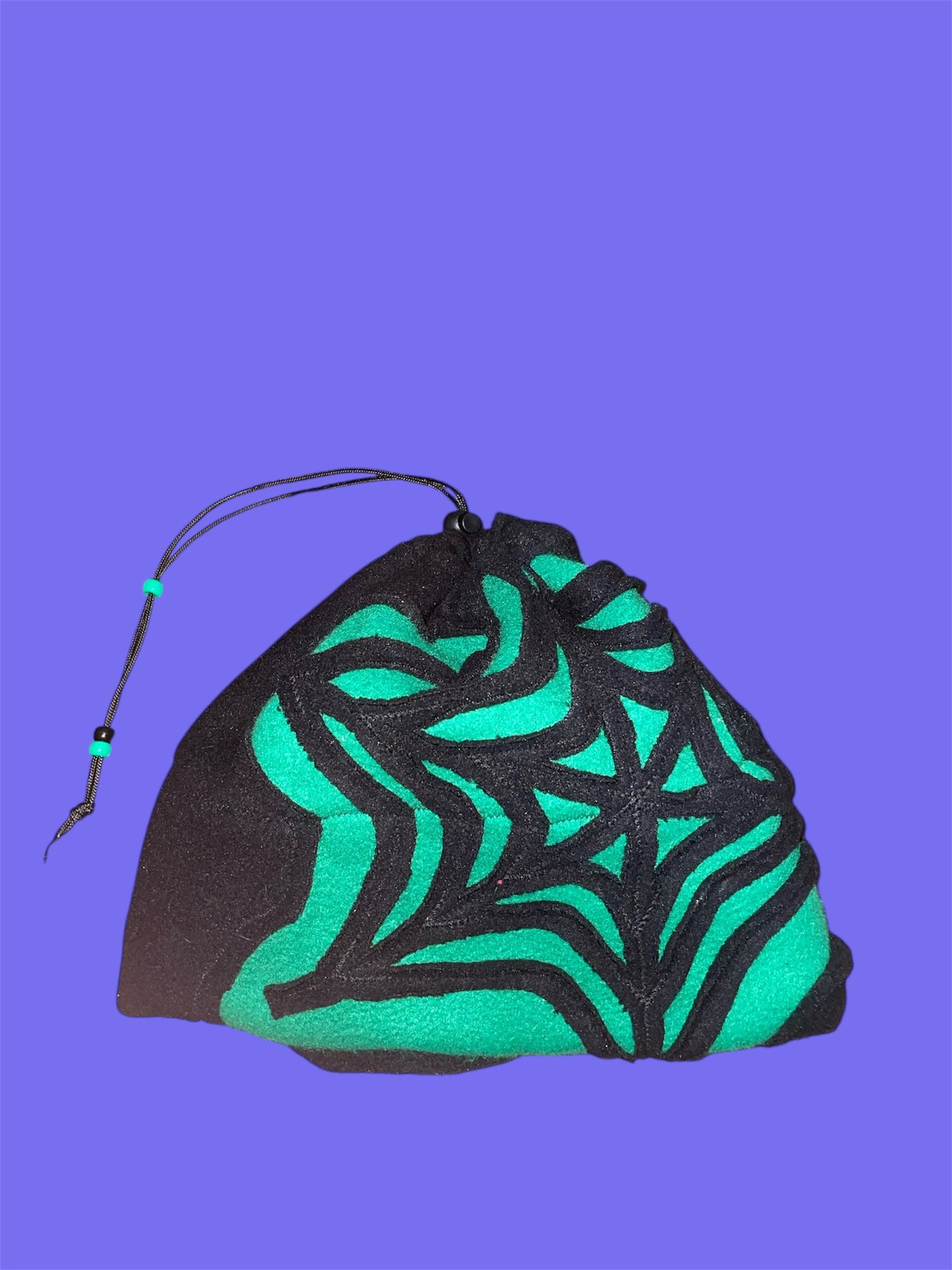 Green and Black Spider Web Beanie