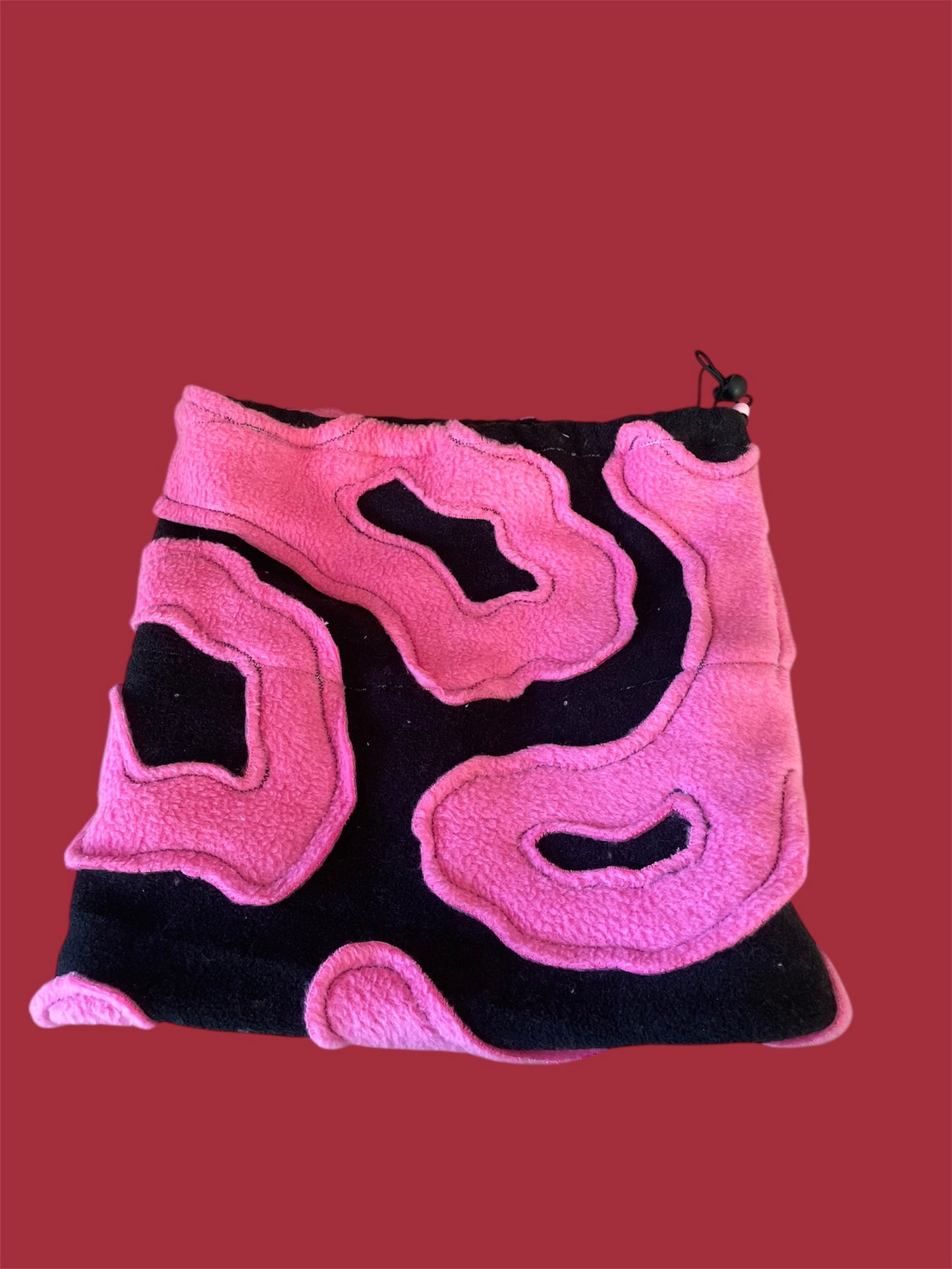 Black and Pink Abstract Fleece Beanie
