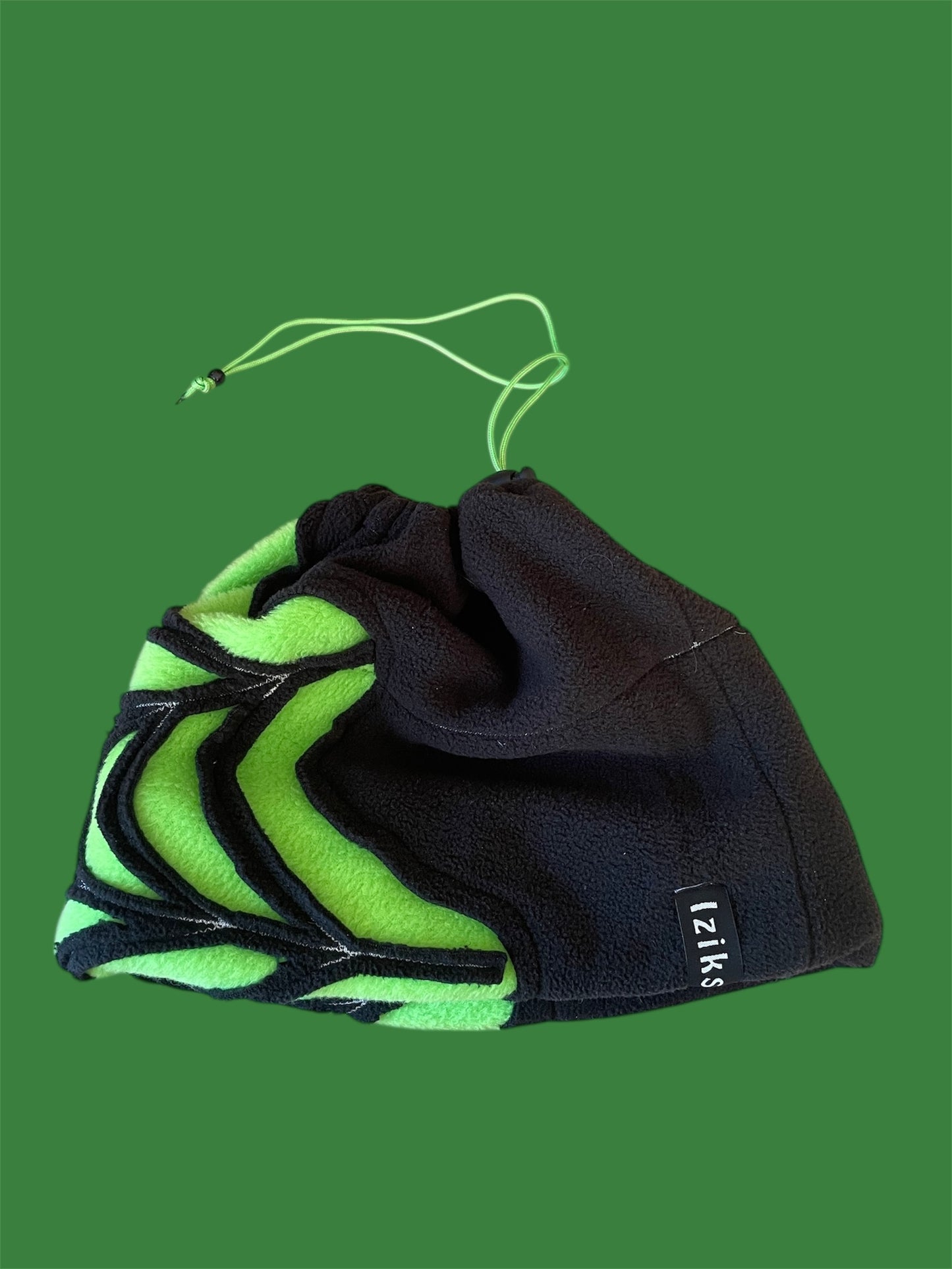 Green and Black Spider Web Fleece Beanie