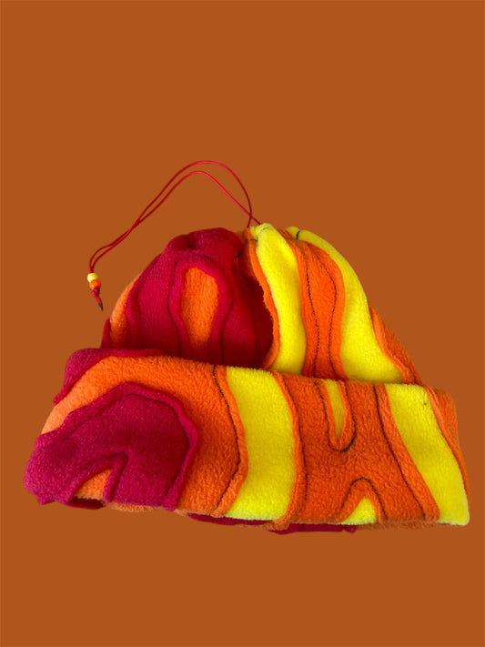 Red, Orange, and Yellow Abstract Fleece Beanie