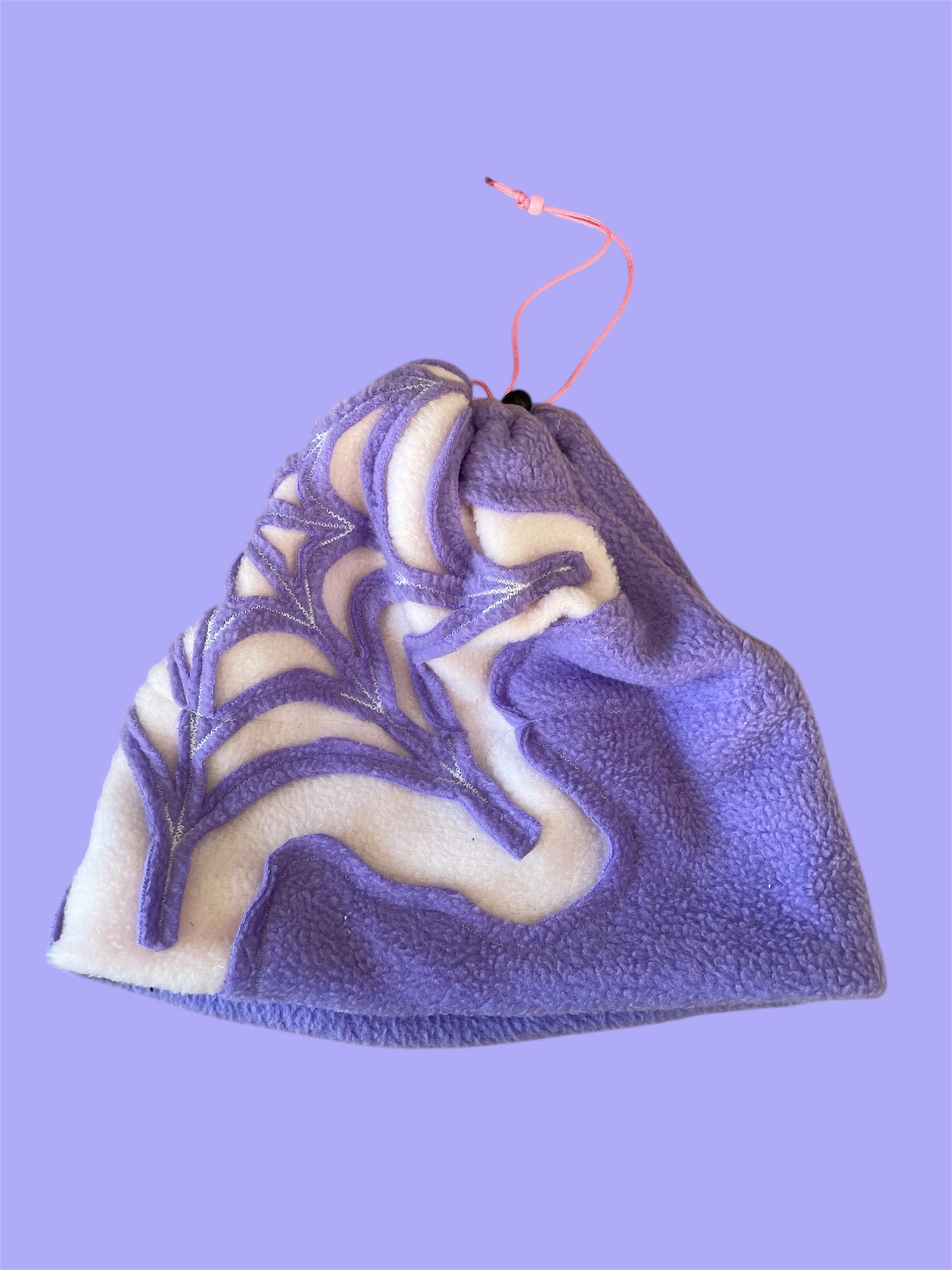 Purple and Light Pink Spider Web Fleece Beanie