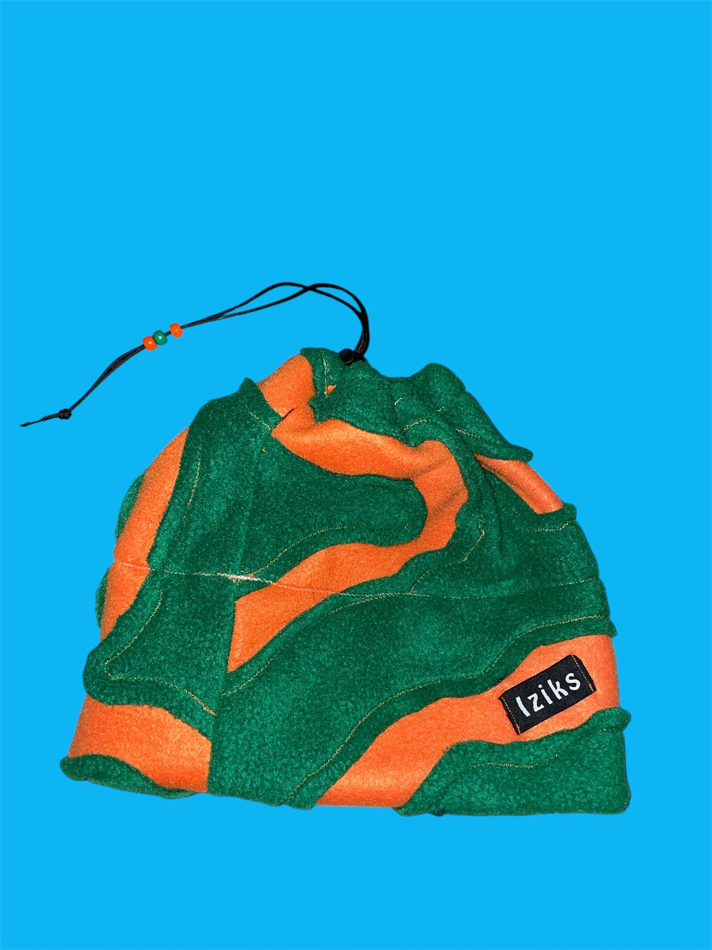 Orange and Green Abstract Fleece Beanie
