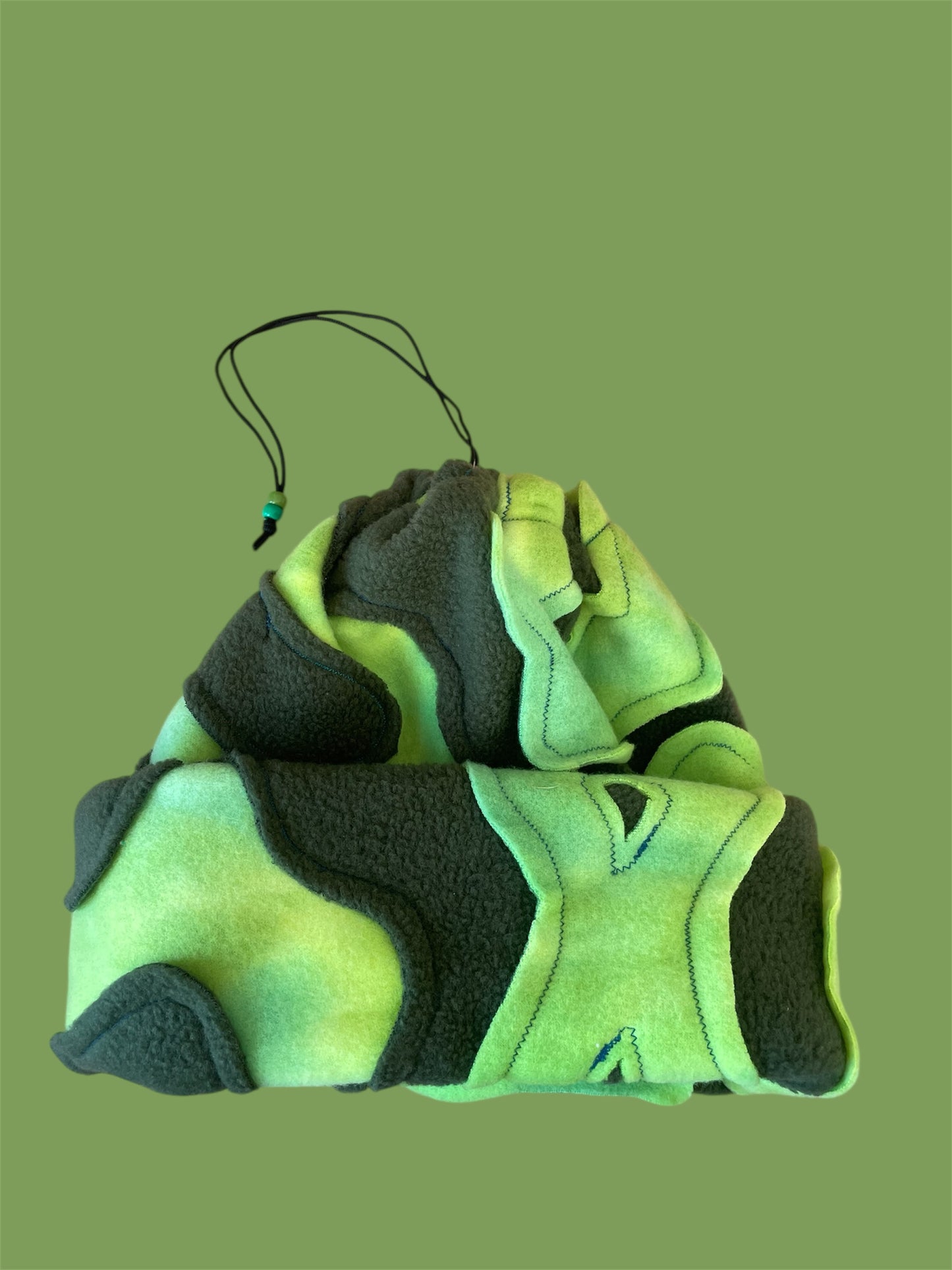 Green and Dark green Abstract Fleece Beanie