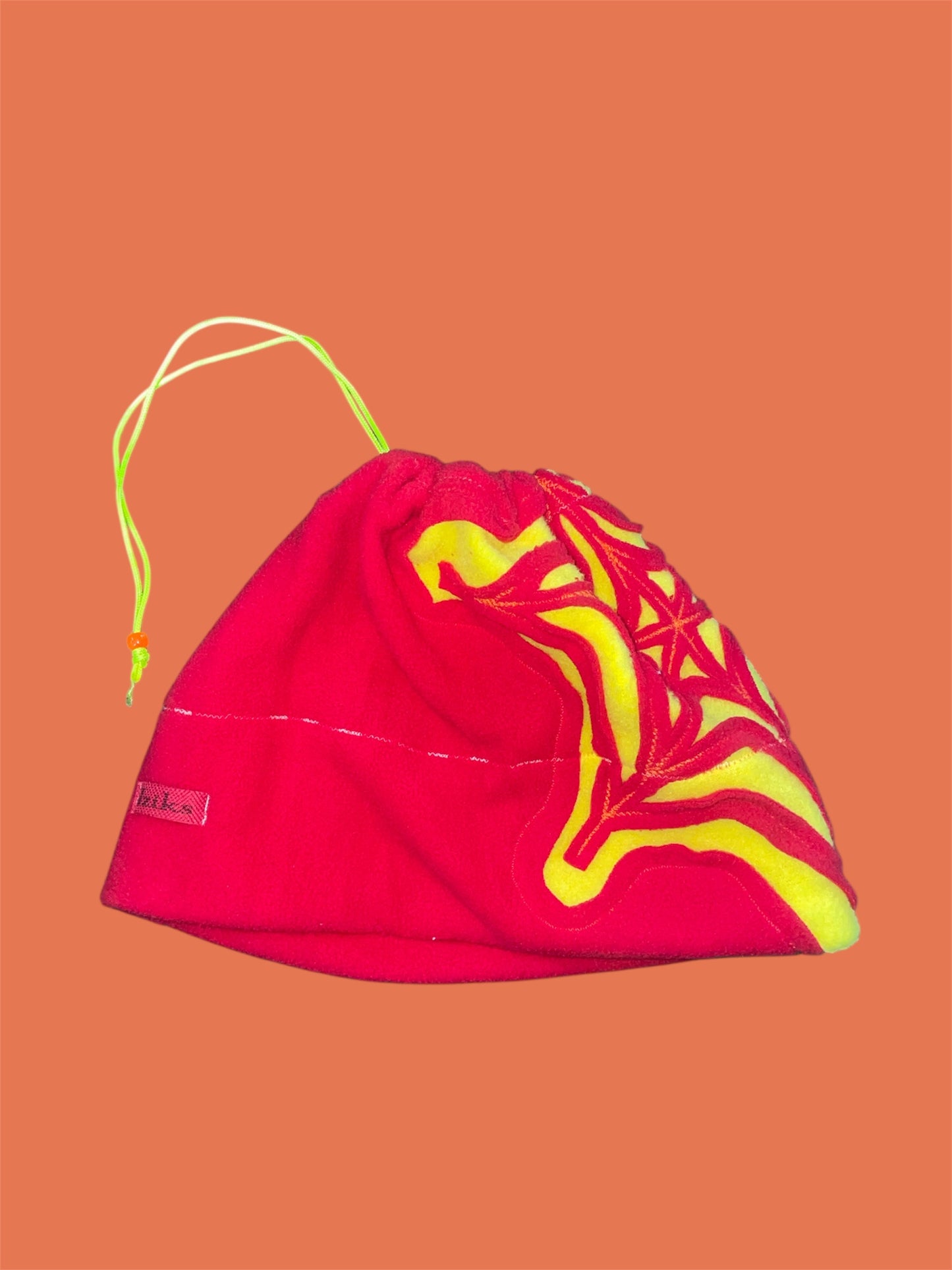 Red and Yellow Spider Web Fleece Beanie