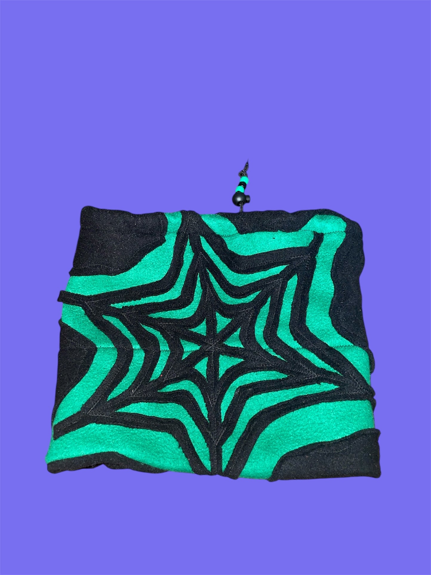 Green and Black Spider Web Beanie