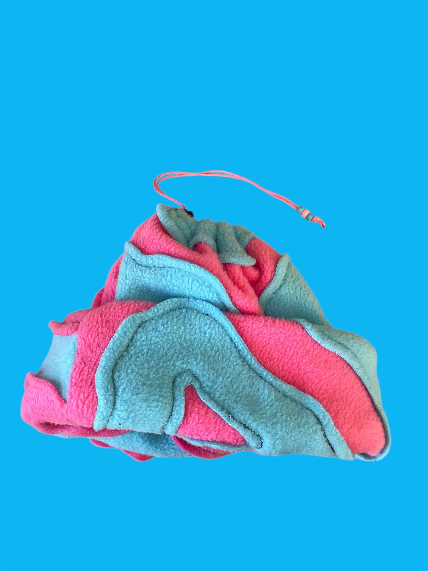 Blue and Pink Abstract Fleece Beanie