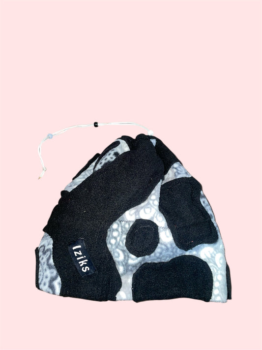 Black and White Geometric Abstract Fleece Beanie