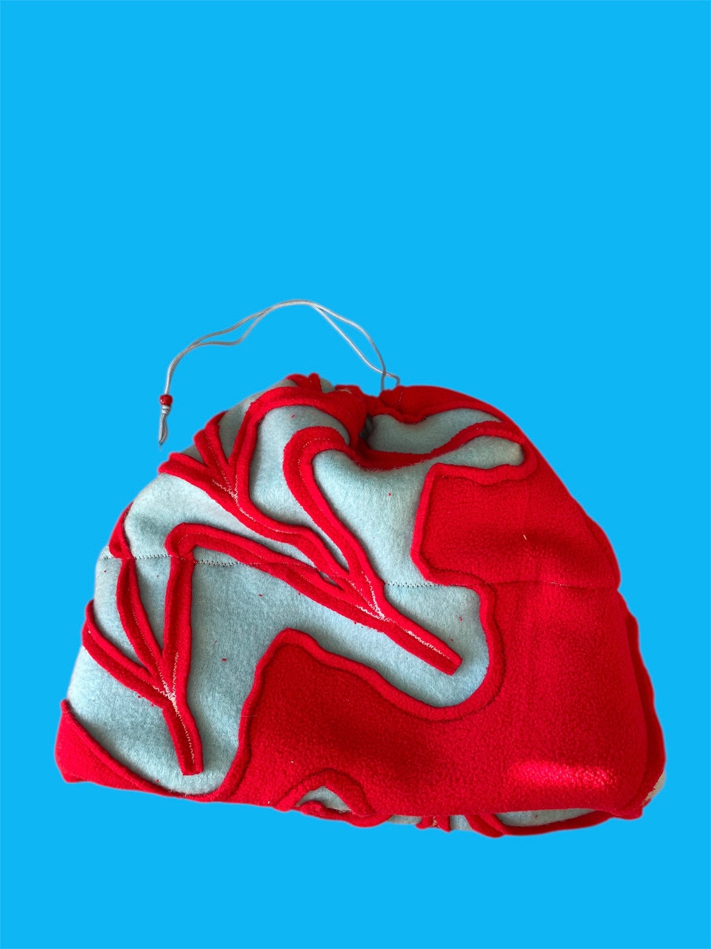 Red and Blue Spider Web Fleece Beanie