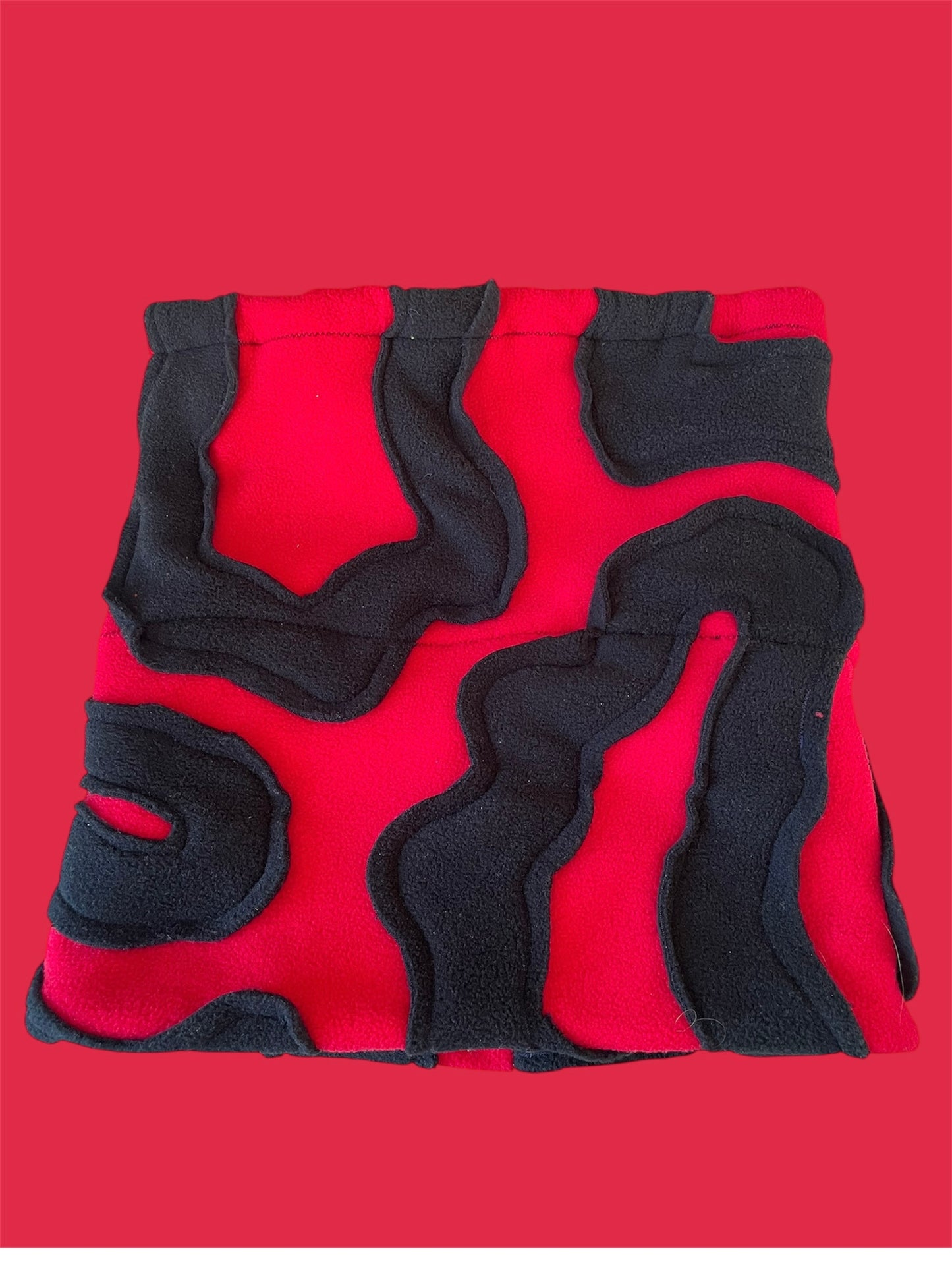 Red and Black Abstract Fleece Beanie