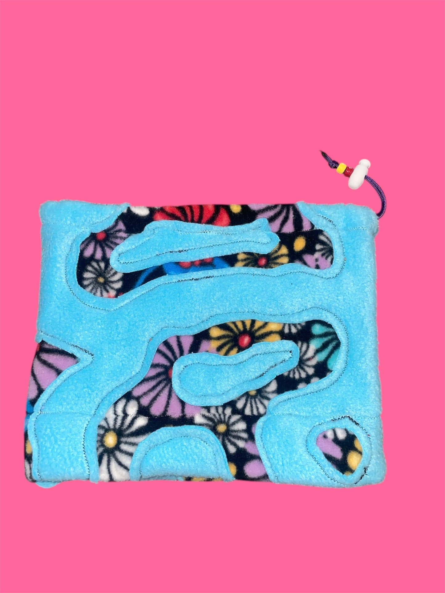 Blue and Floral Abstract Fleece Beanie