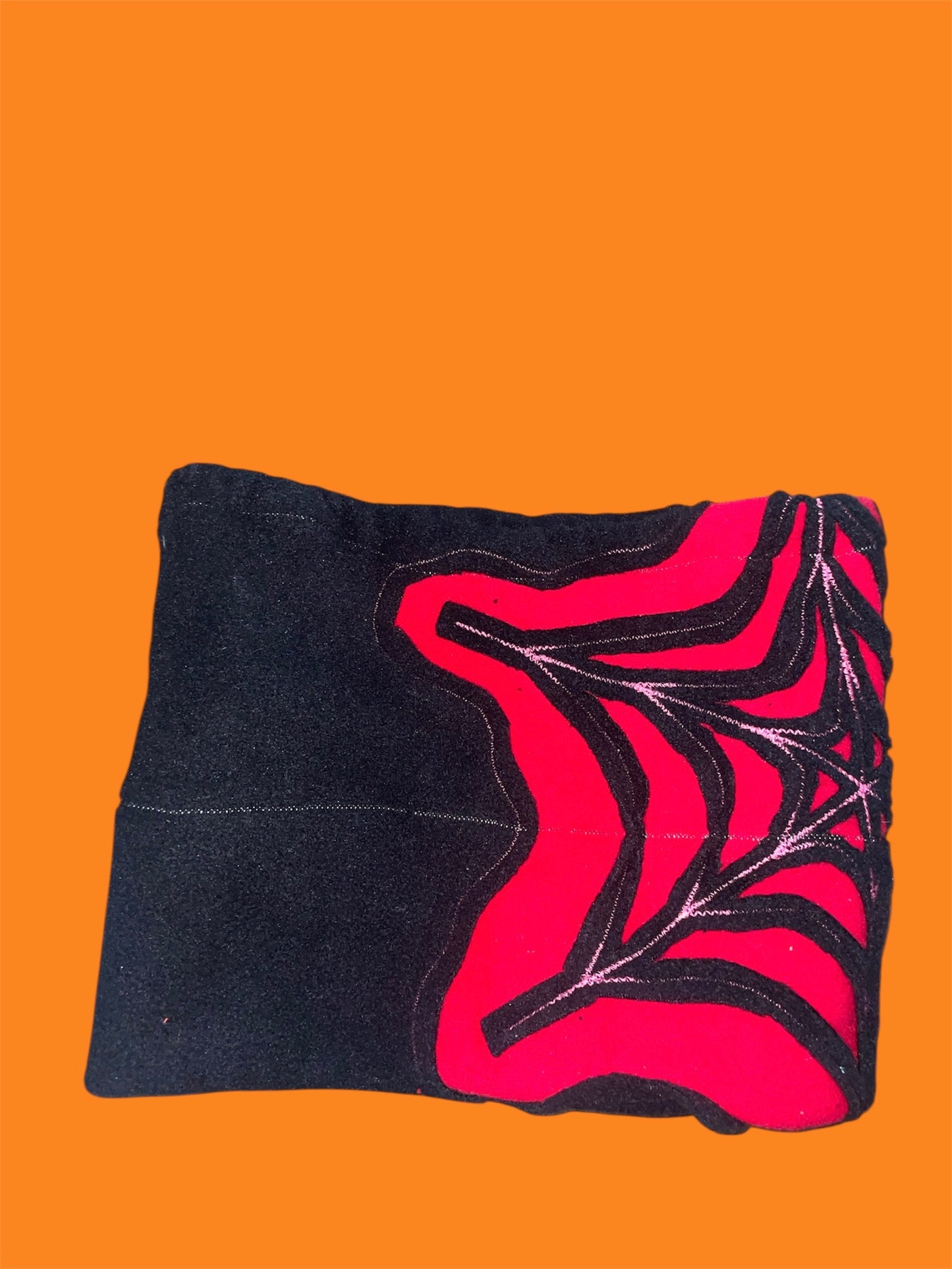 Red and Black Spider Web Fleece Beanie