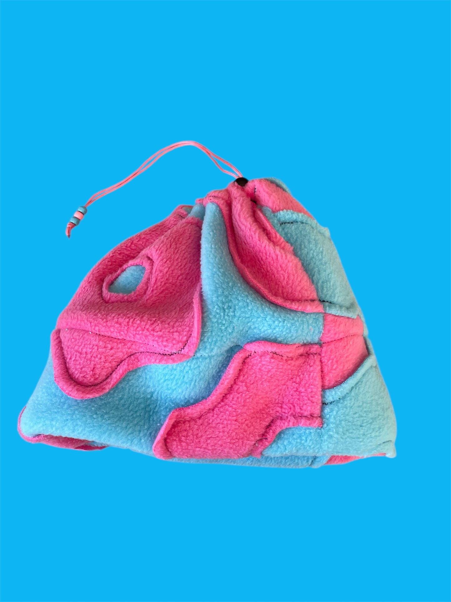 Blue and Pink Abstract Fleece Beanie