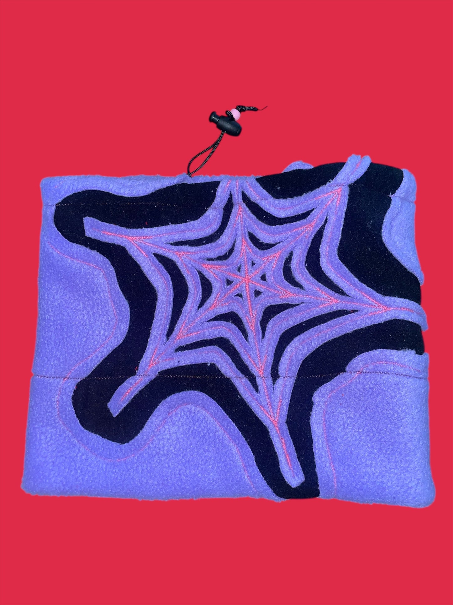 Purple and Black Spider Web Fleece Beanie