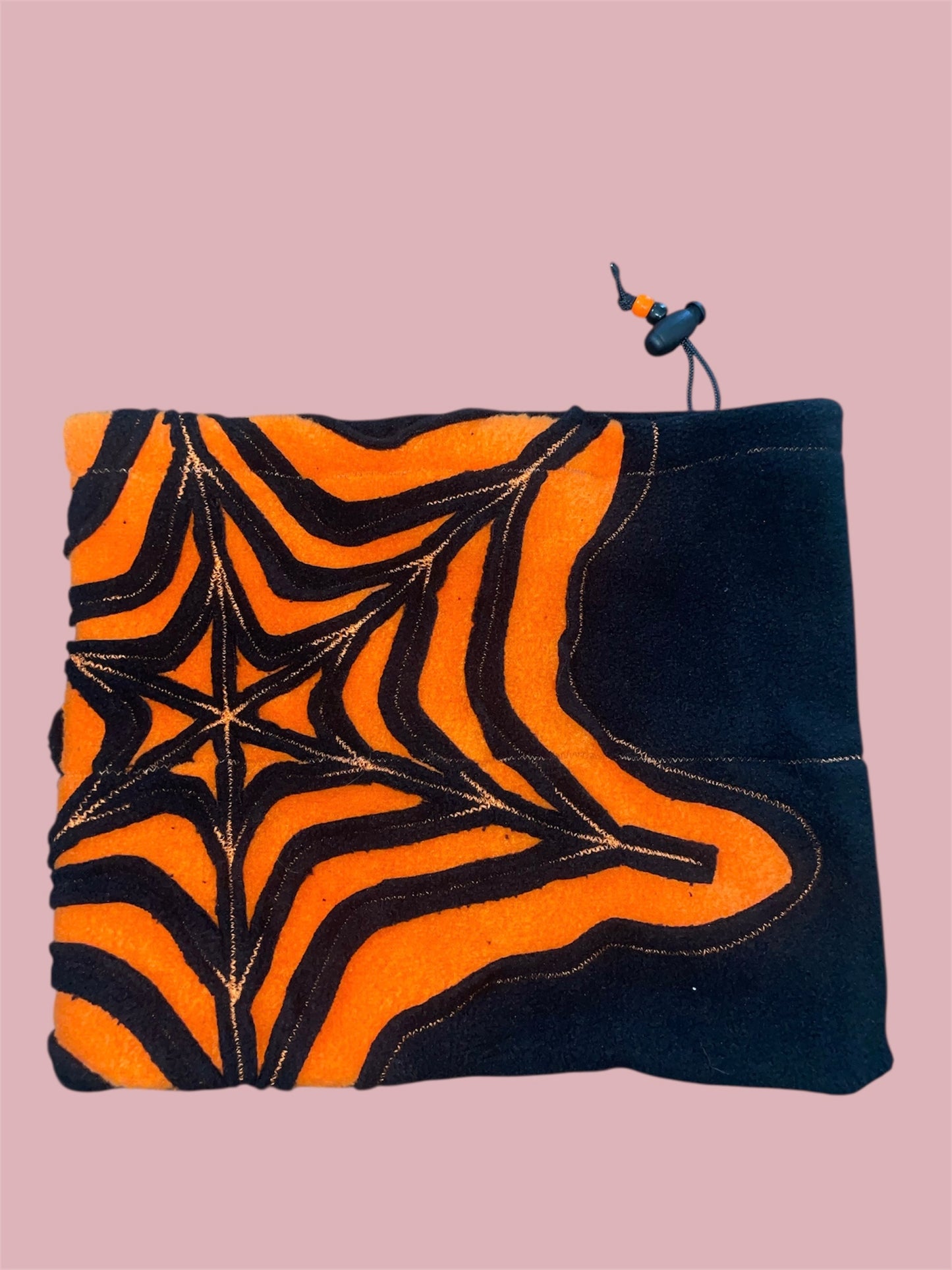 Orange and Black Spider Web Fleece Beanie