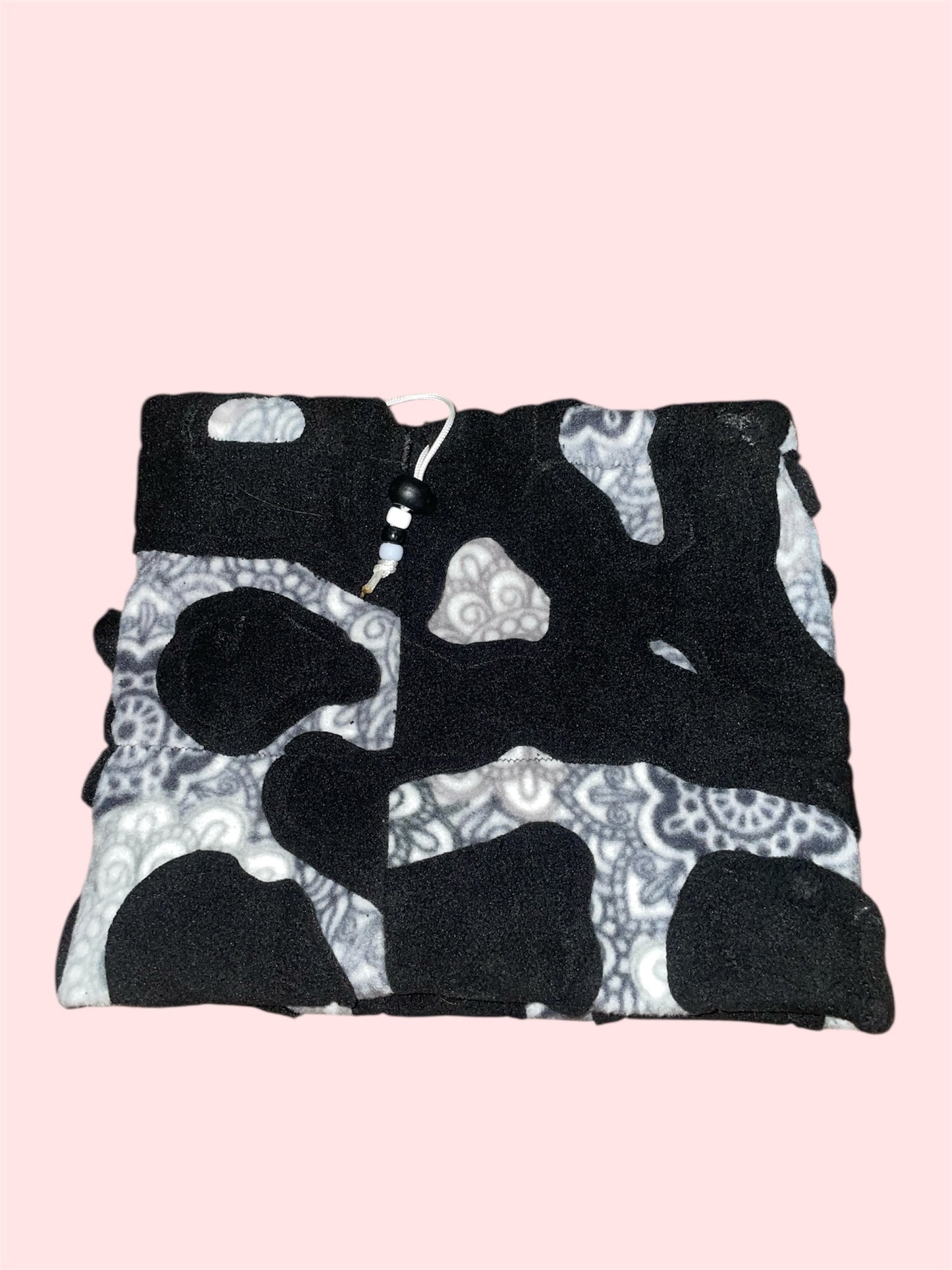 Black and White Geometric Abstract Fleece Beanie