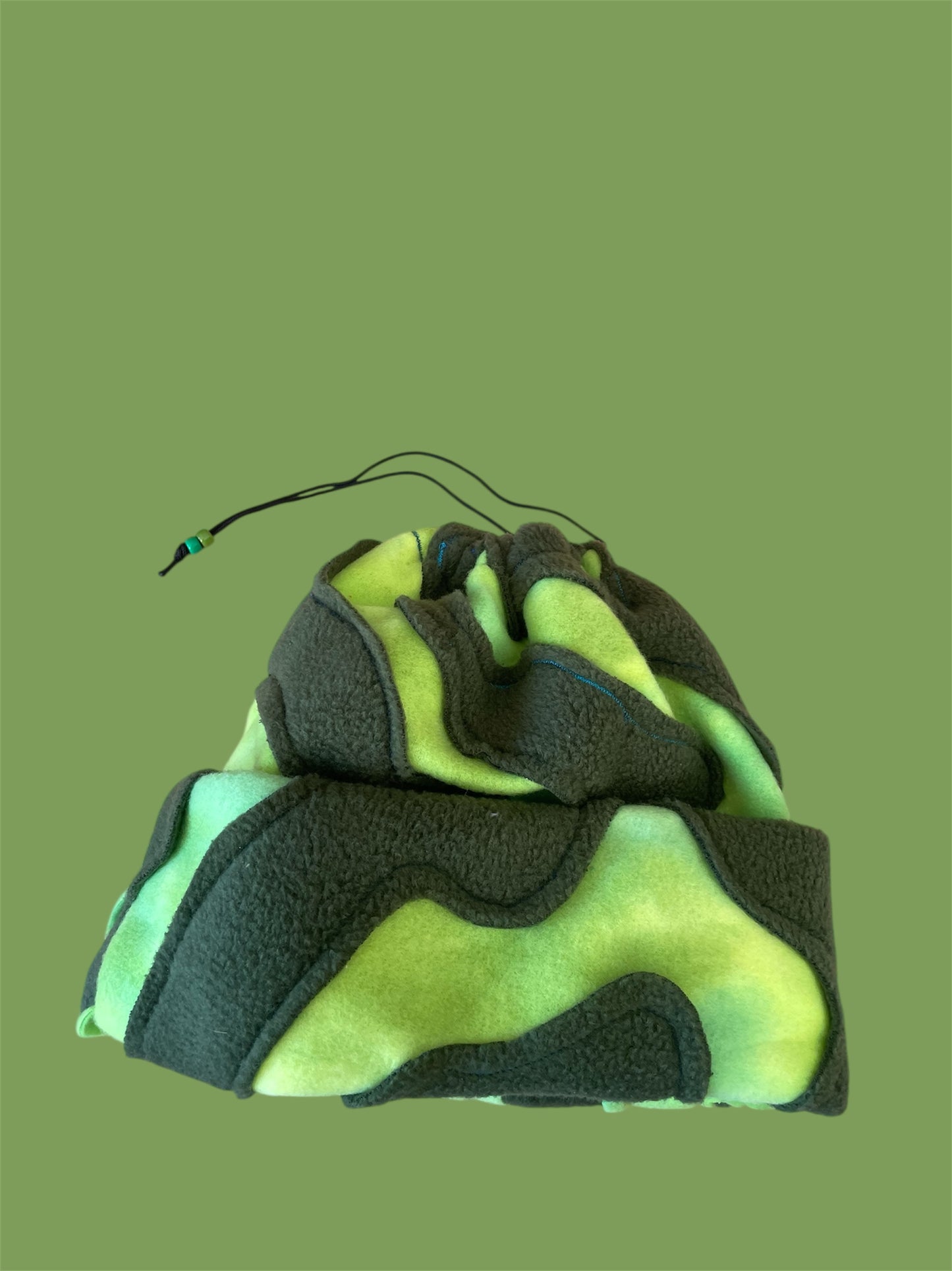 Green and Dark green Abstract Fleece Beanie