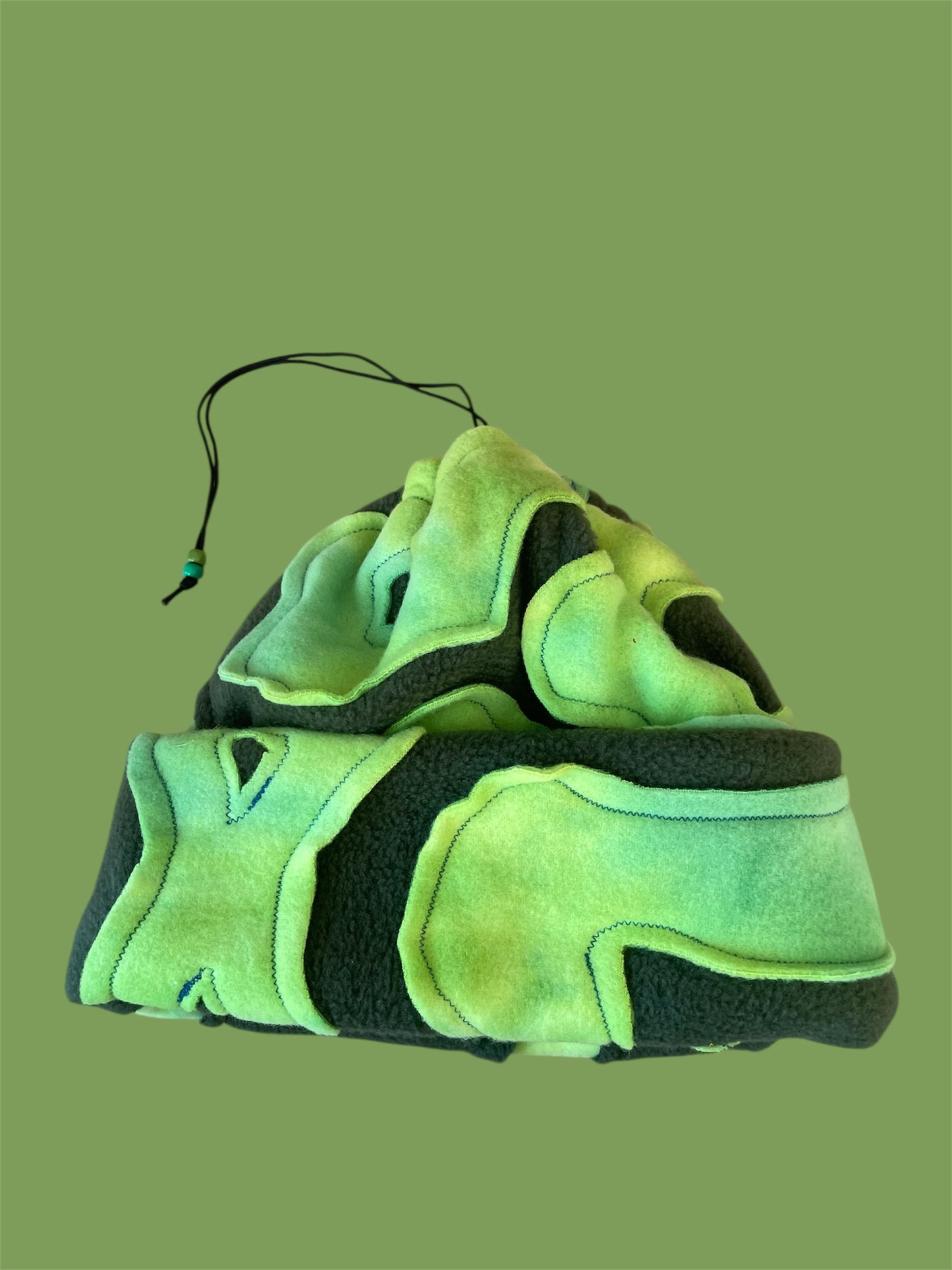 Green and Dark green Abstract Fleece Beanie