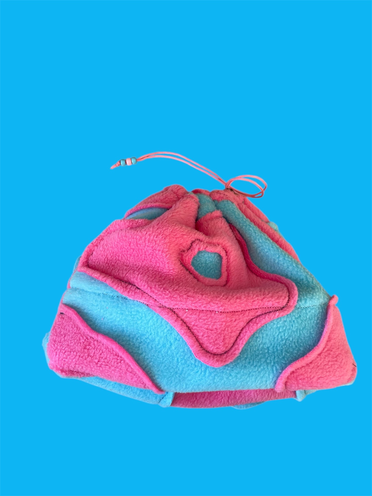 Blue and Pink Abstract Fleece Beanie