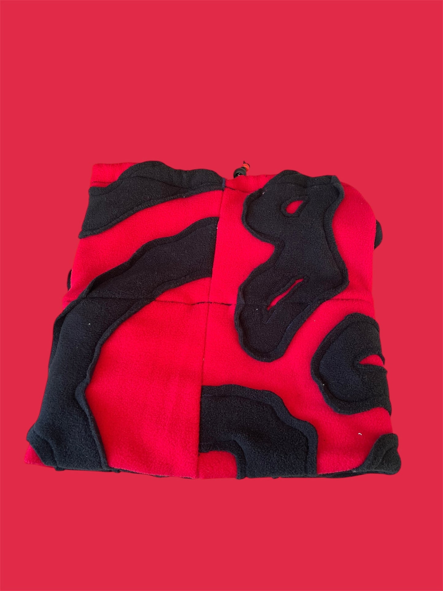 Red and Black Abstract Fleece Beanie