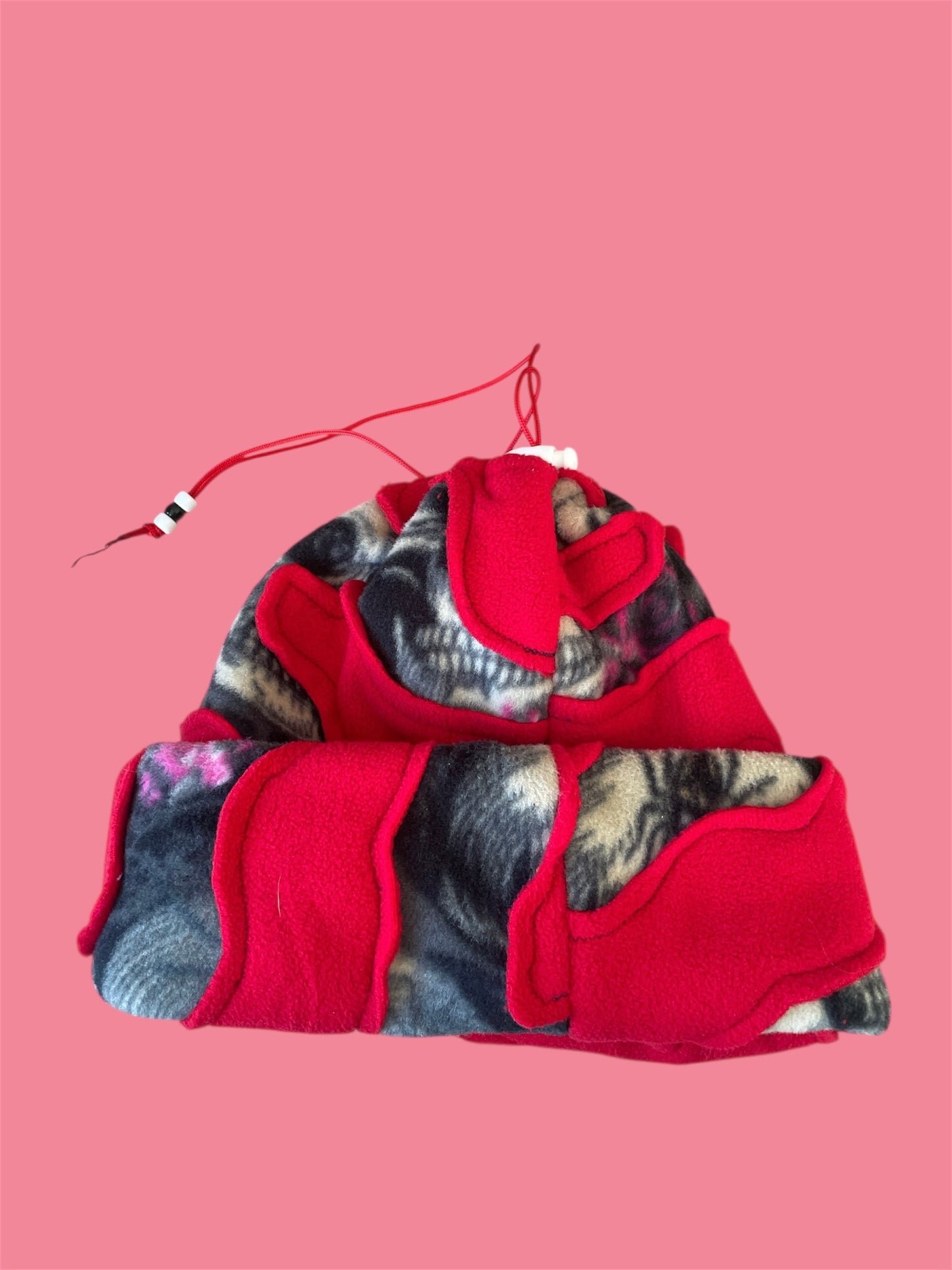 Red and Skull Abstract Fleece Beanie