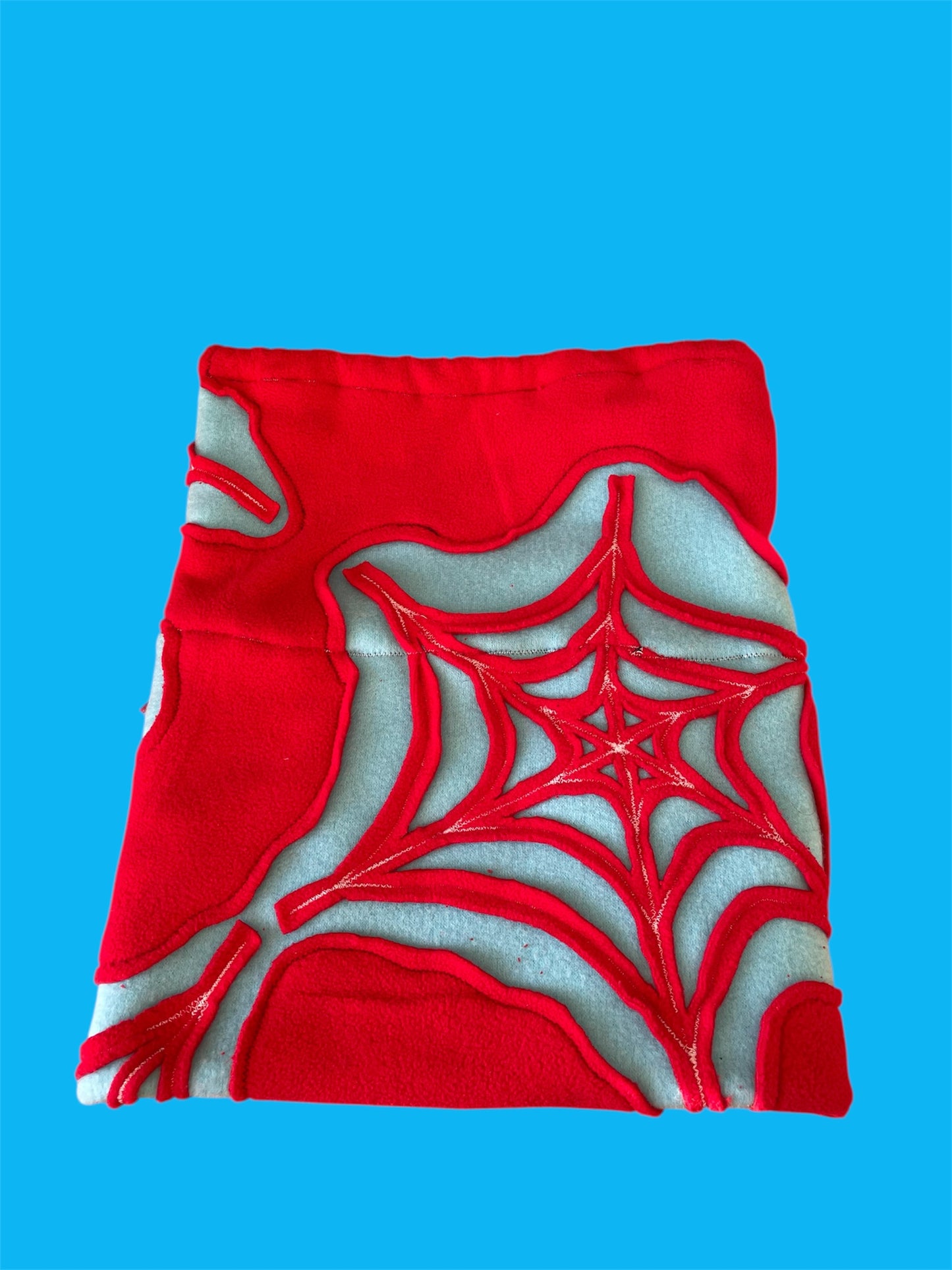 Red and Blue Spider Web Fleece Beanie