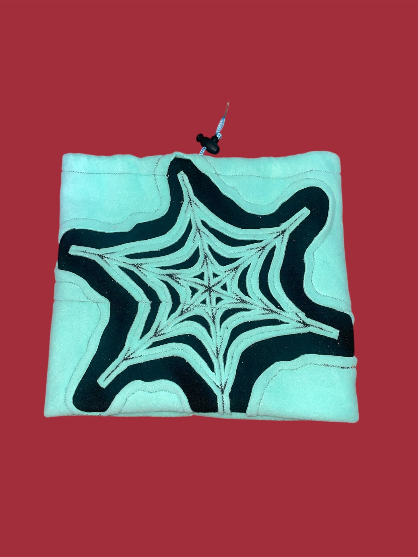 Blue and Black Spider Web Fleece Beanie