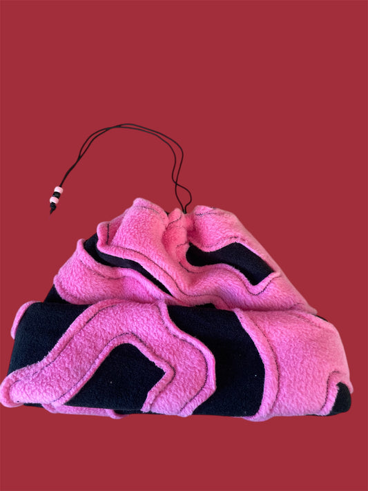 Black and Pink Abstract Fleece Beanie