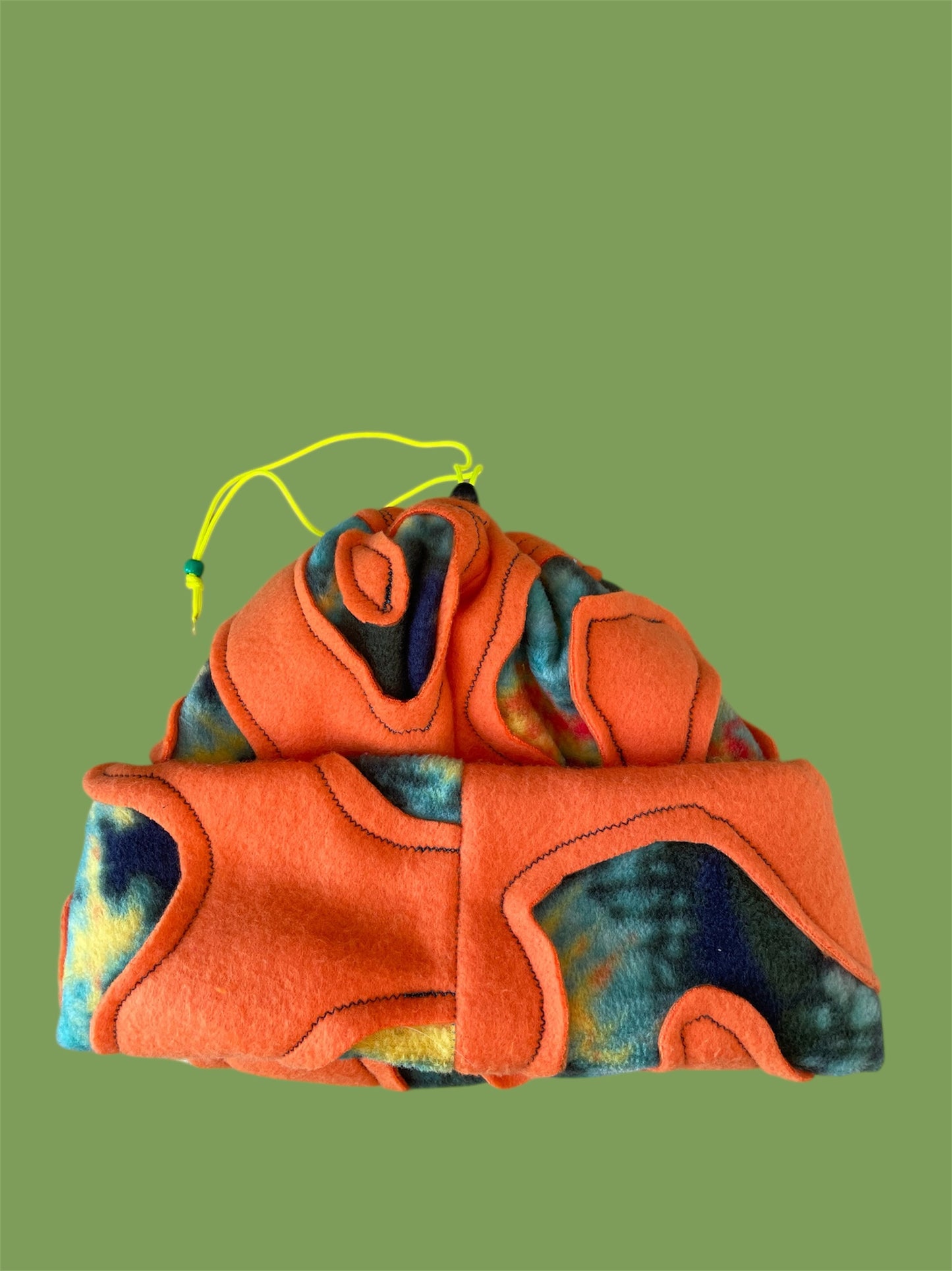 Orange and Green Abstract Fleece Beanie