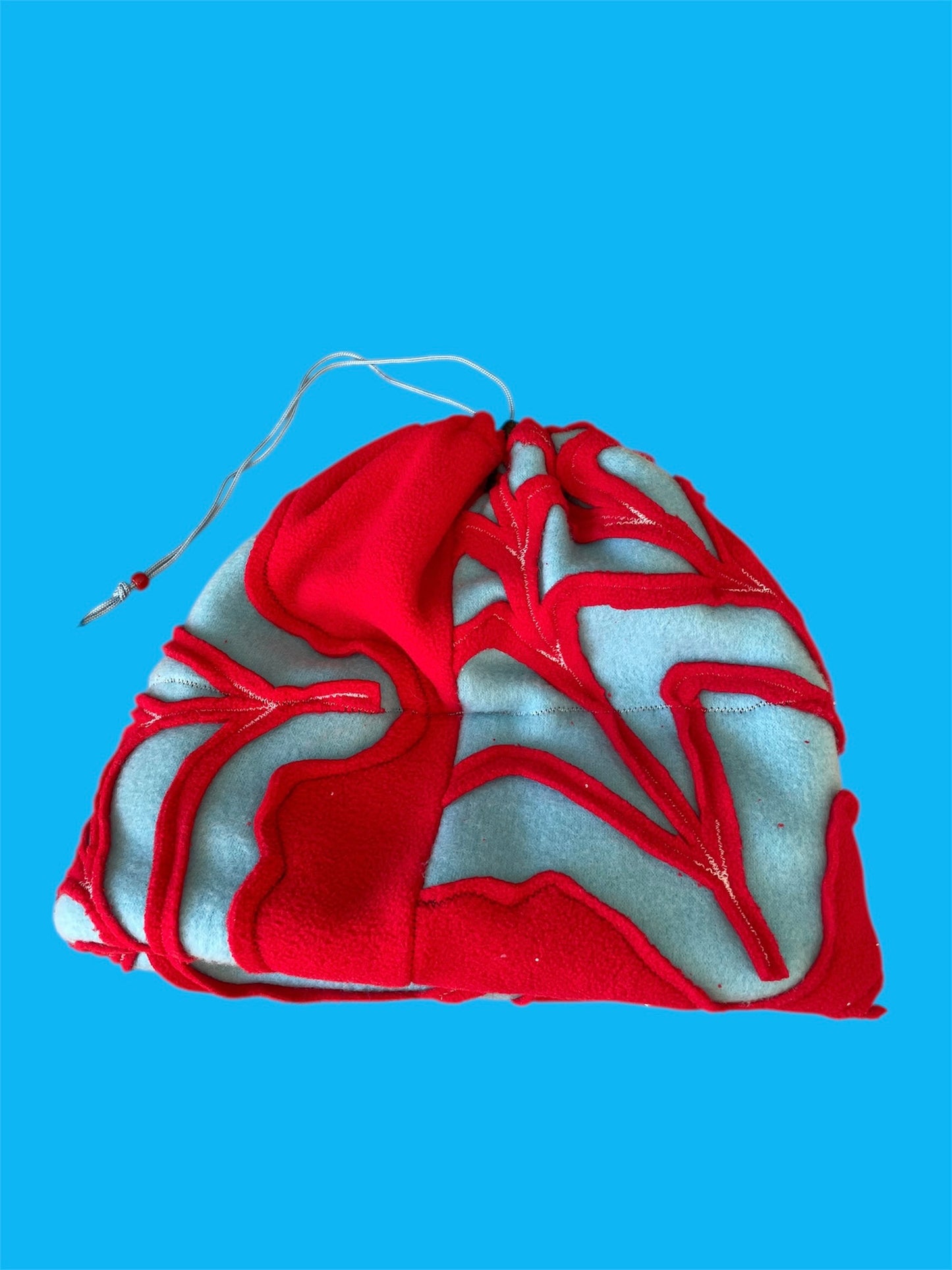 Red and Blue Spider Web Fleece Beanie