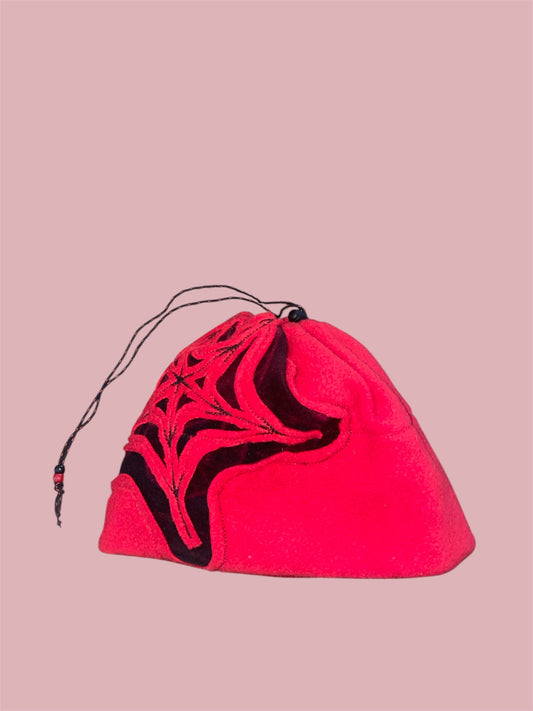 Black and Red Serpent Spider Web Fleece Beanie
