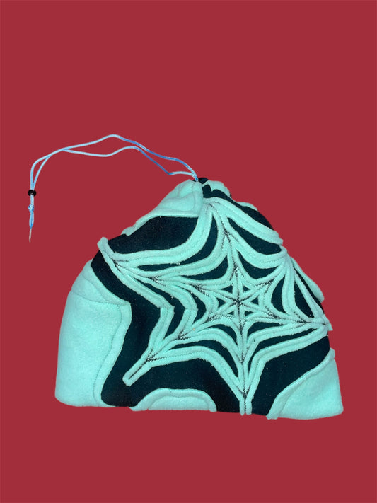 Blue and Black Spider Web Fleece Beanie